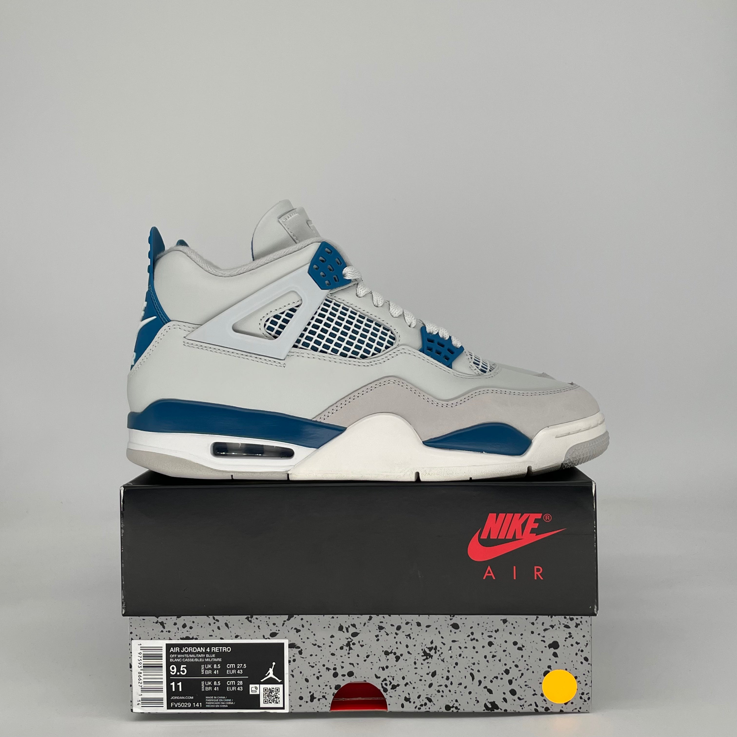 AIR JORDAN 4 MILITARY BLUE FV5029-141 SIZE 9.5/11W