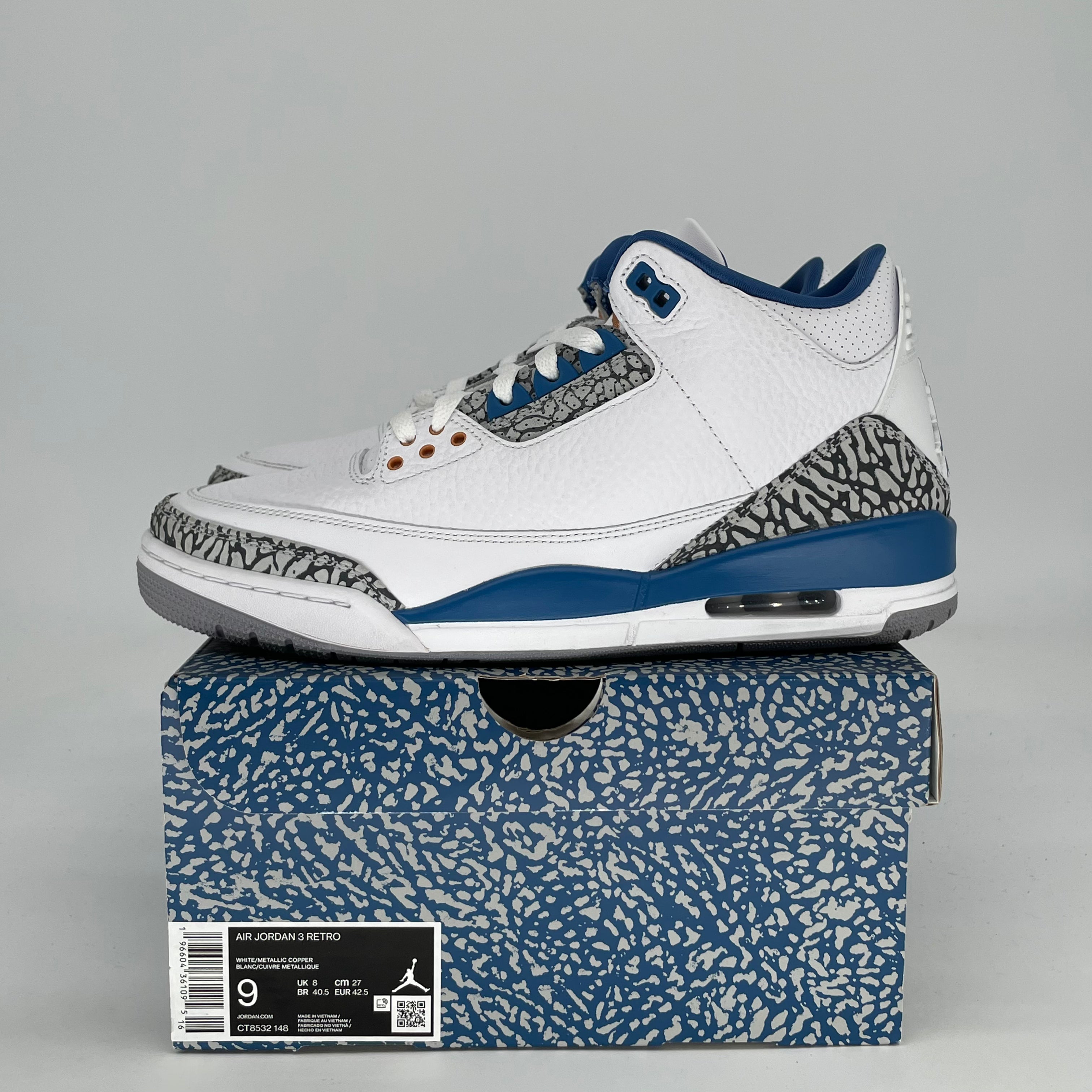 AIR JORDAN 3 WIZARDS CT8532-148 SIZE 9/10.5W