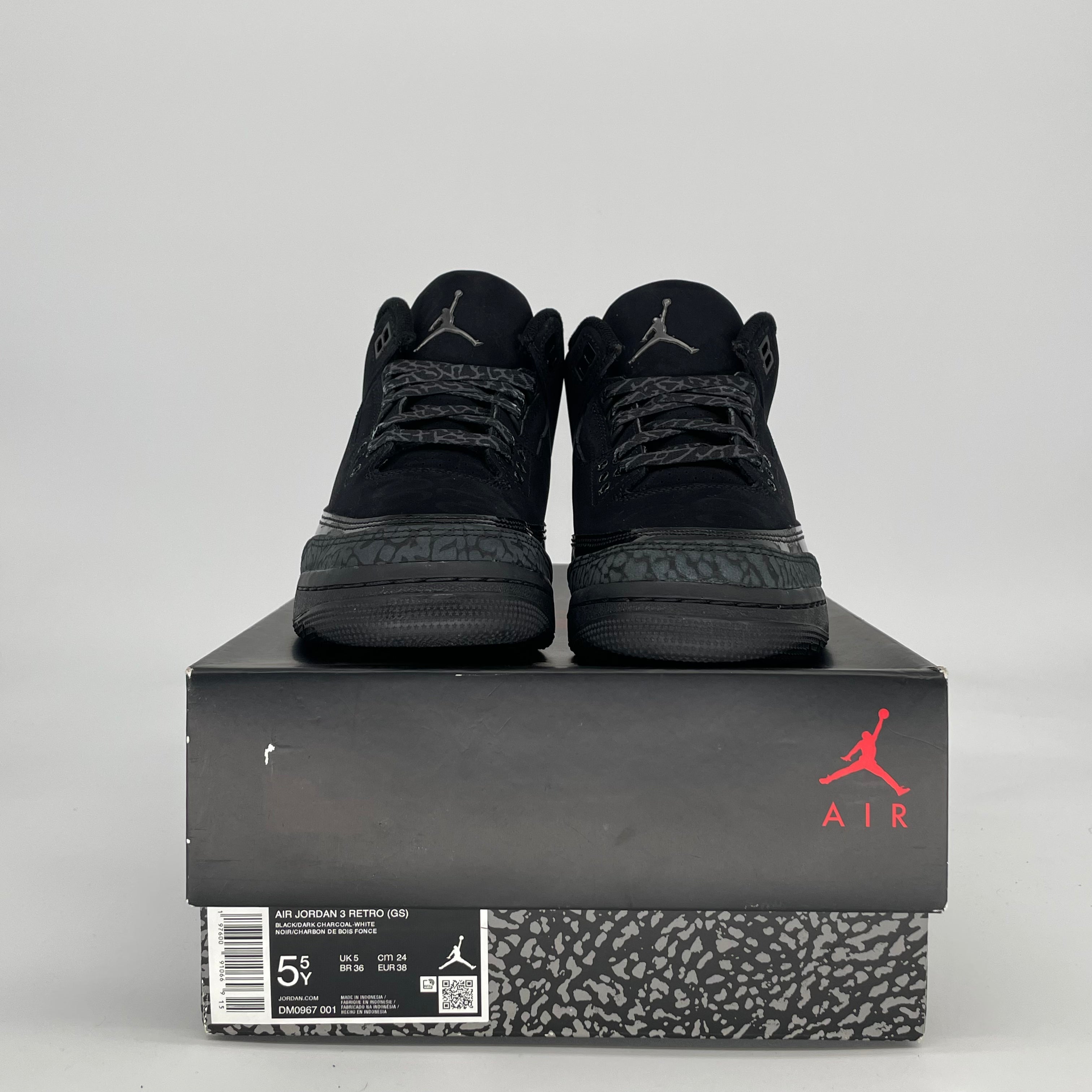 AIR JORDAN 3 BLACK CAT DM0967-001 SIZE 5.5/7W