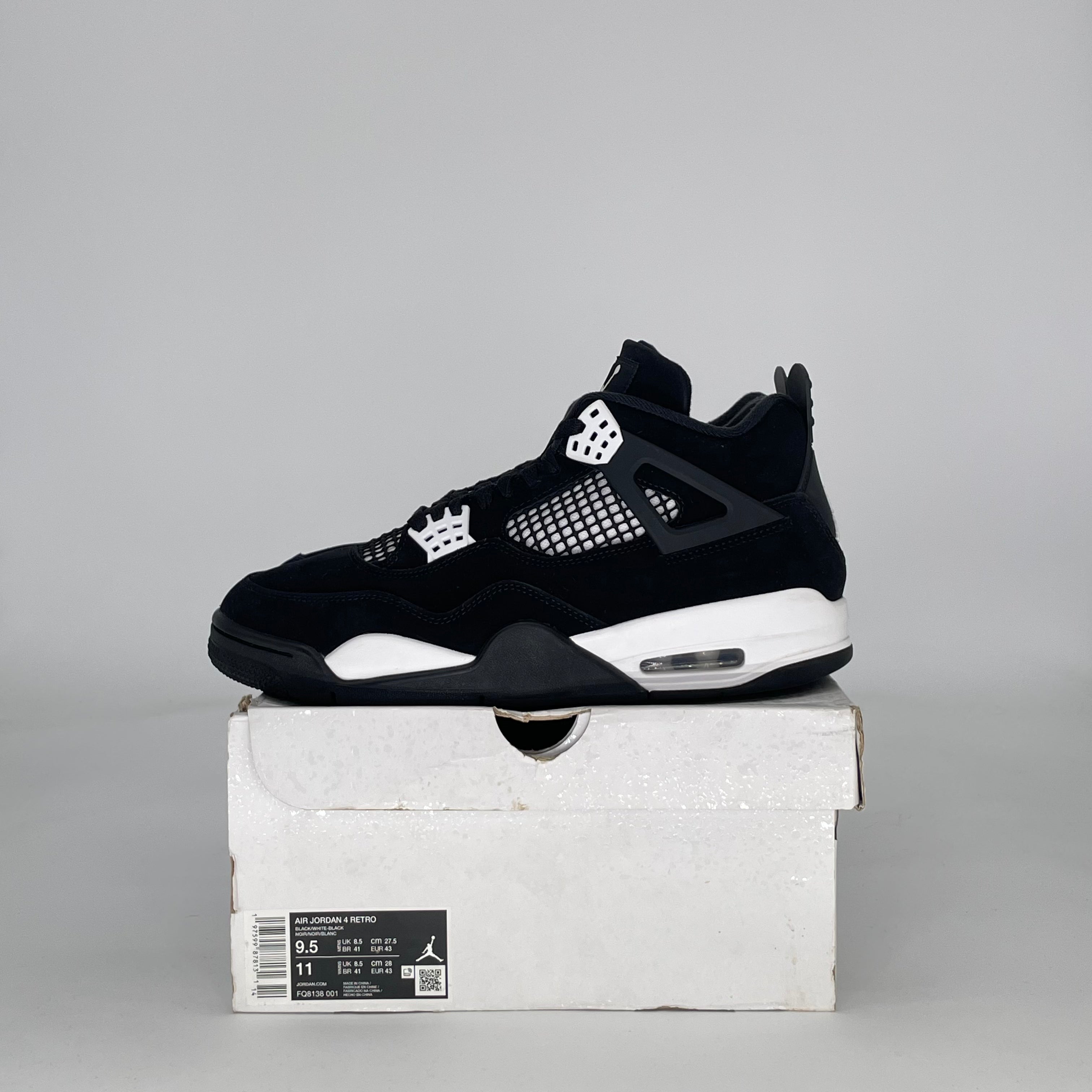 AIR JORDAN 4 WHITE THUNDER FQ8138-001 SIZE 9.5/11W