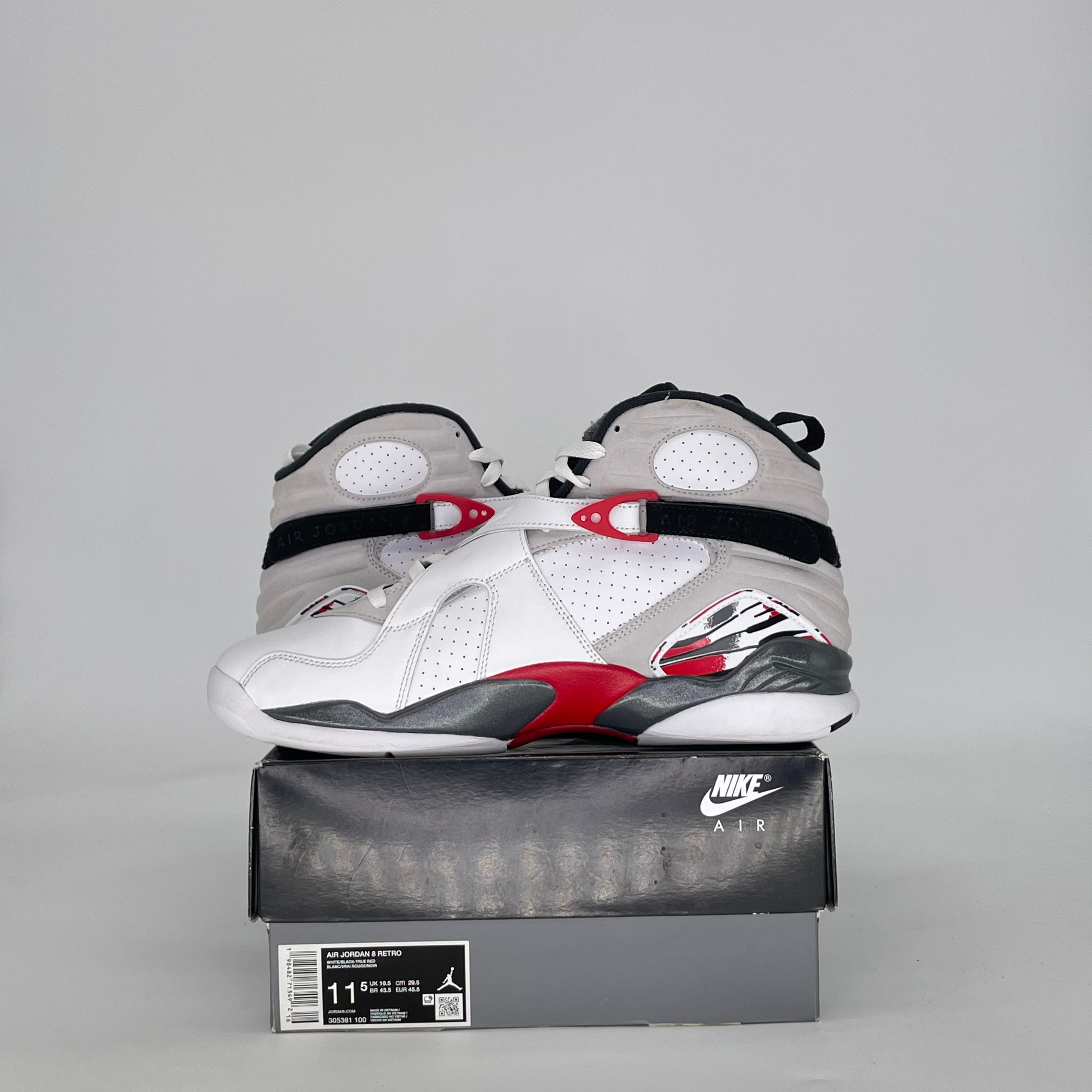 AIR JORDAN 8 WHITE TRUE RED 305381-100 SIZE 11.5/13W