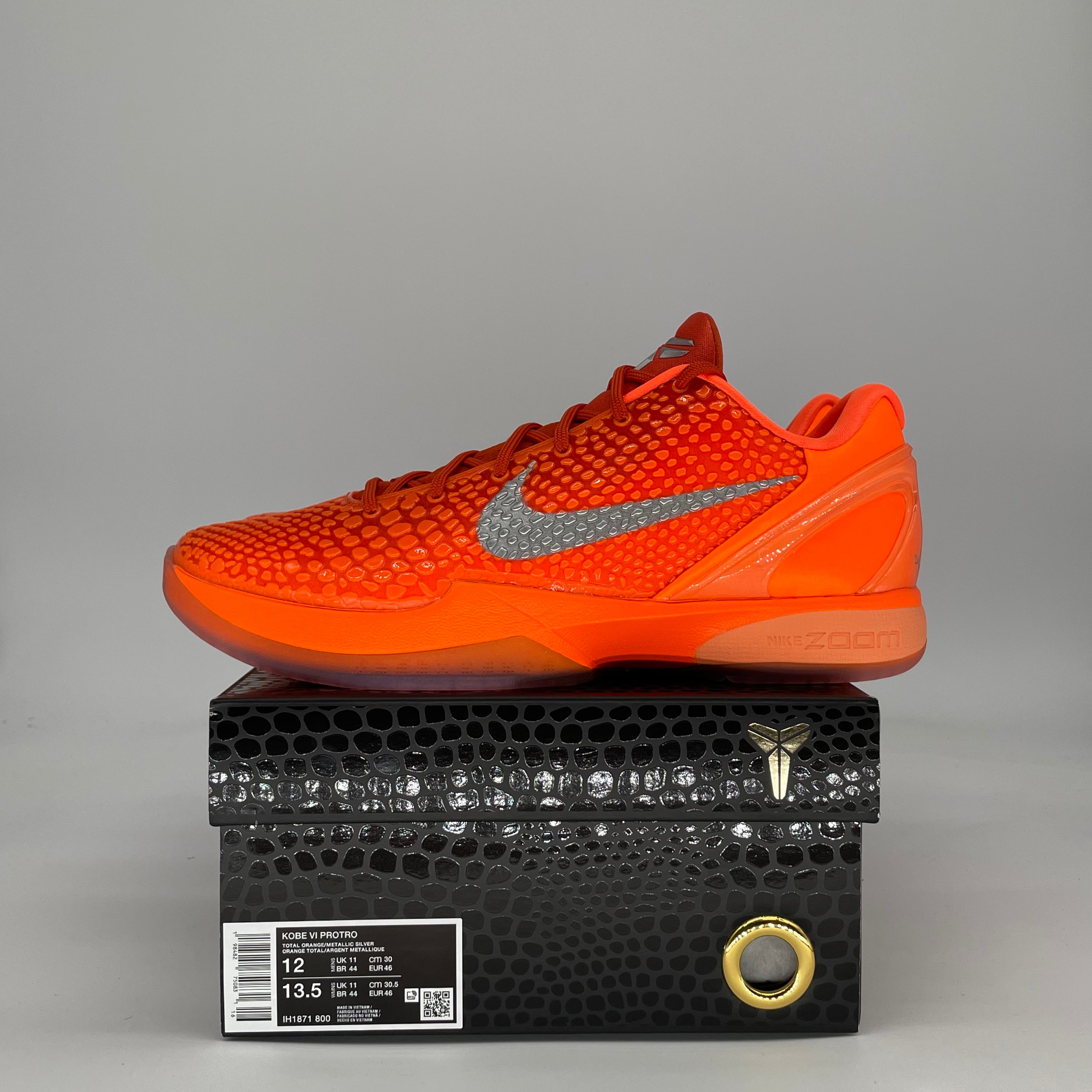 NIKE KOBE 6 PROTRO TOTAL ORANGE IH1871-800 SIZE 12/13.5W