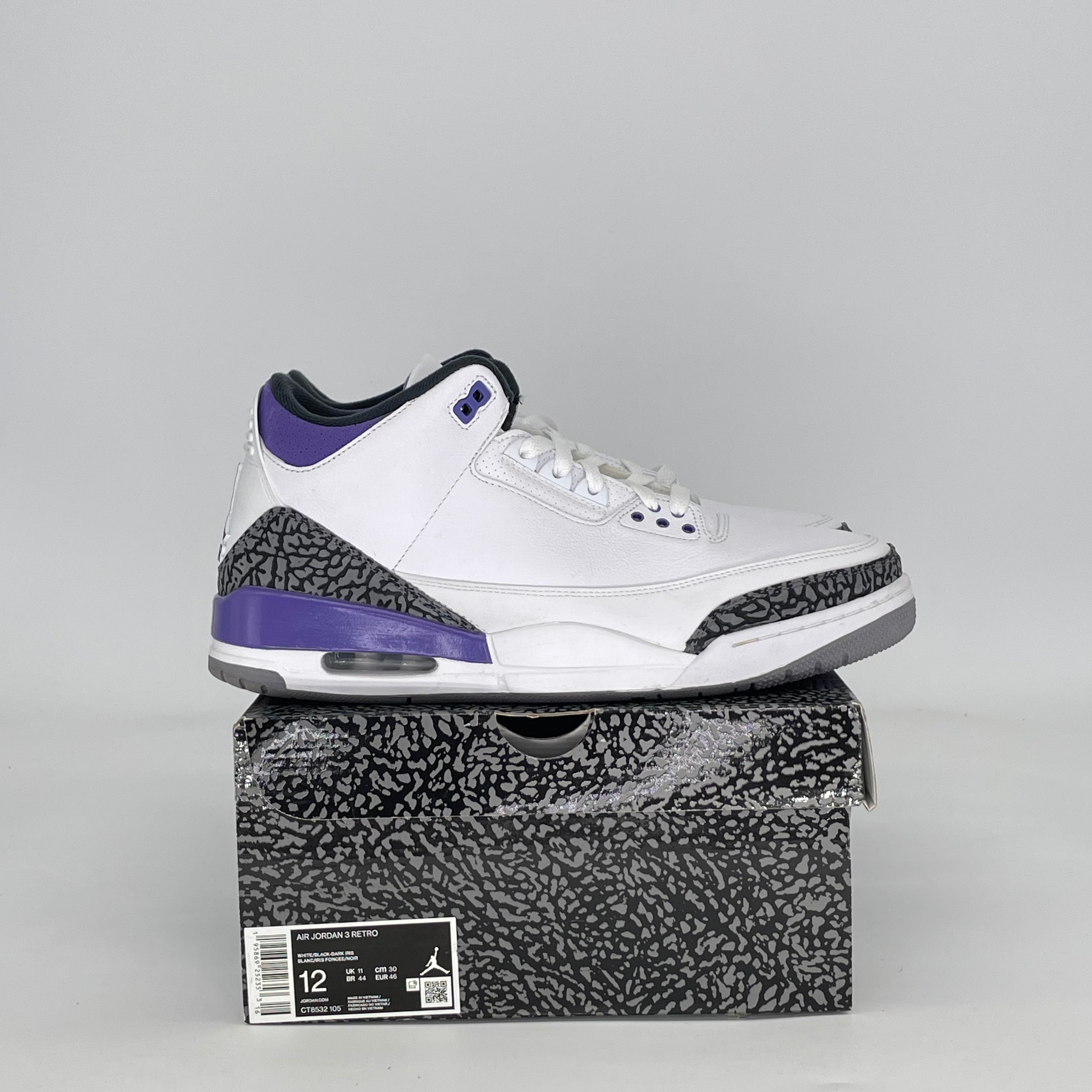AIR JORDAN 3 DARK IRIS CT8532-105 SIZE 12/13.5W