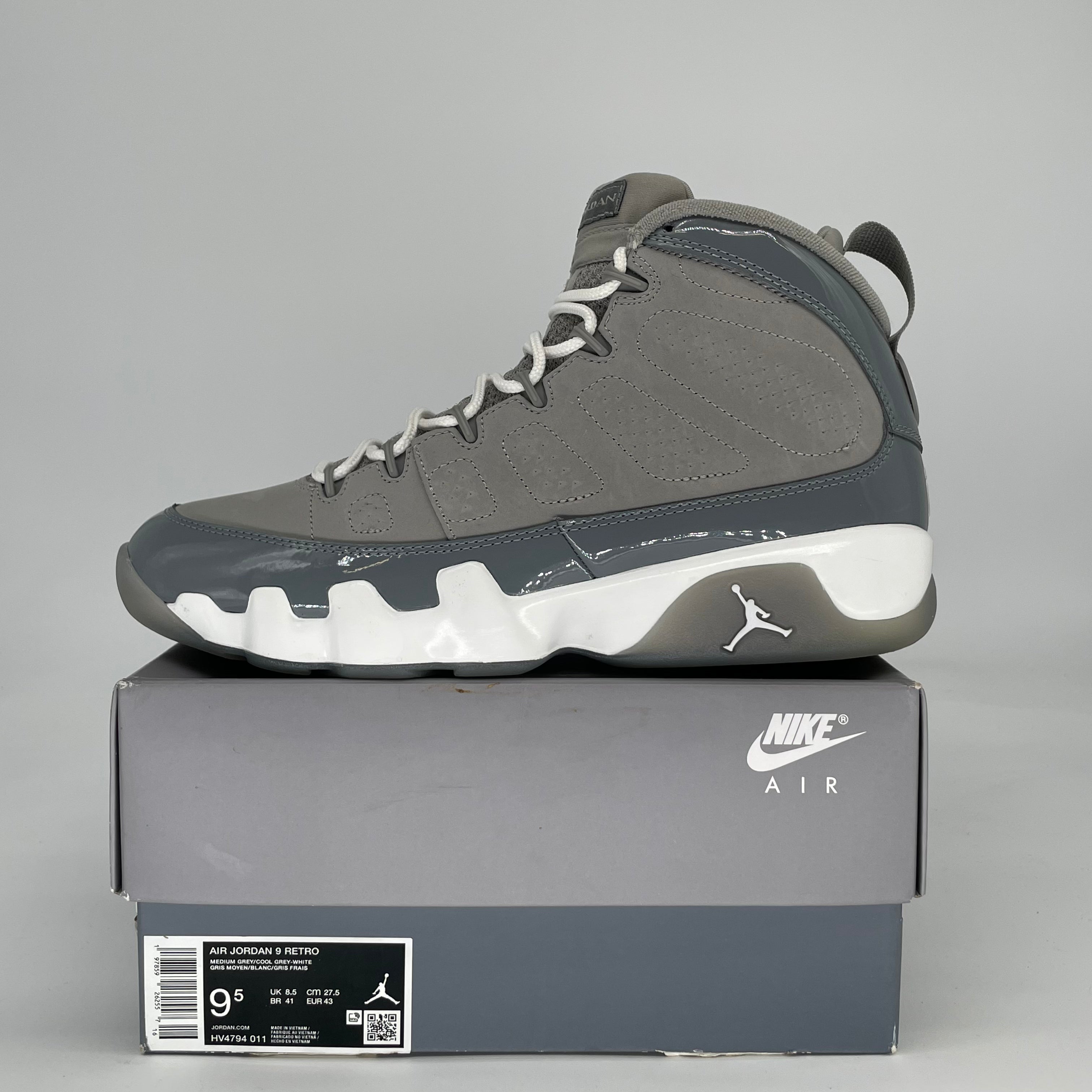 AIR JORDAN 9 COOL GREY HV4794-011 SIZE 9.5/11W