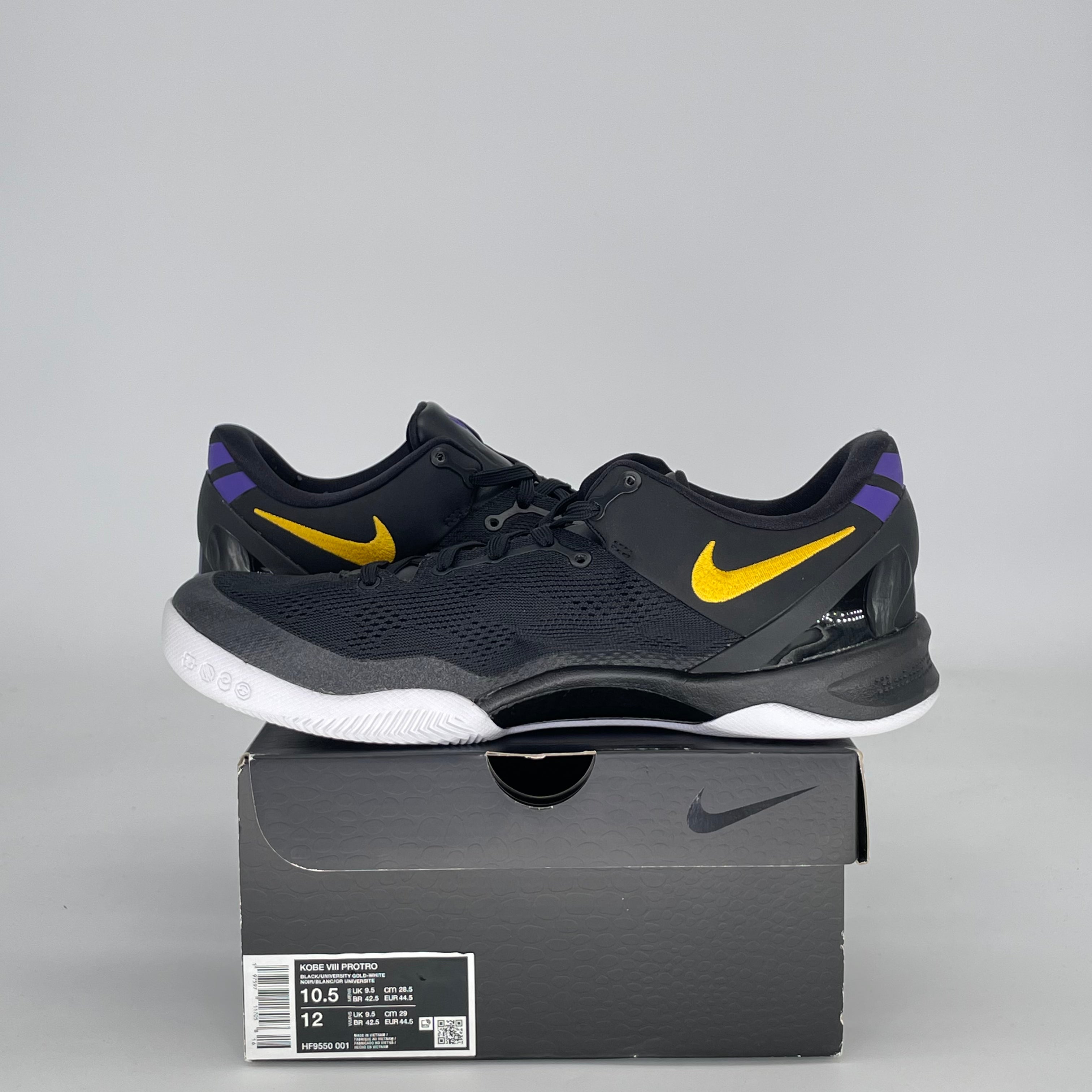 NIKE KOBE 8 PROTRO LAKERS AWAY HF9550-001 SIZE 10.5/12W