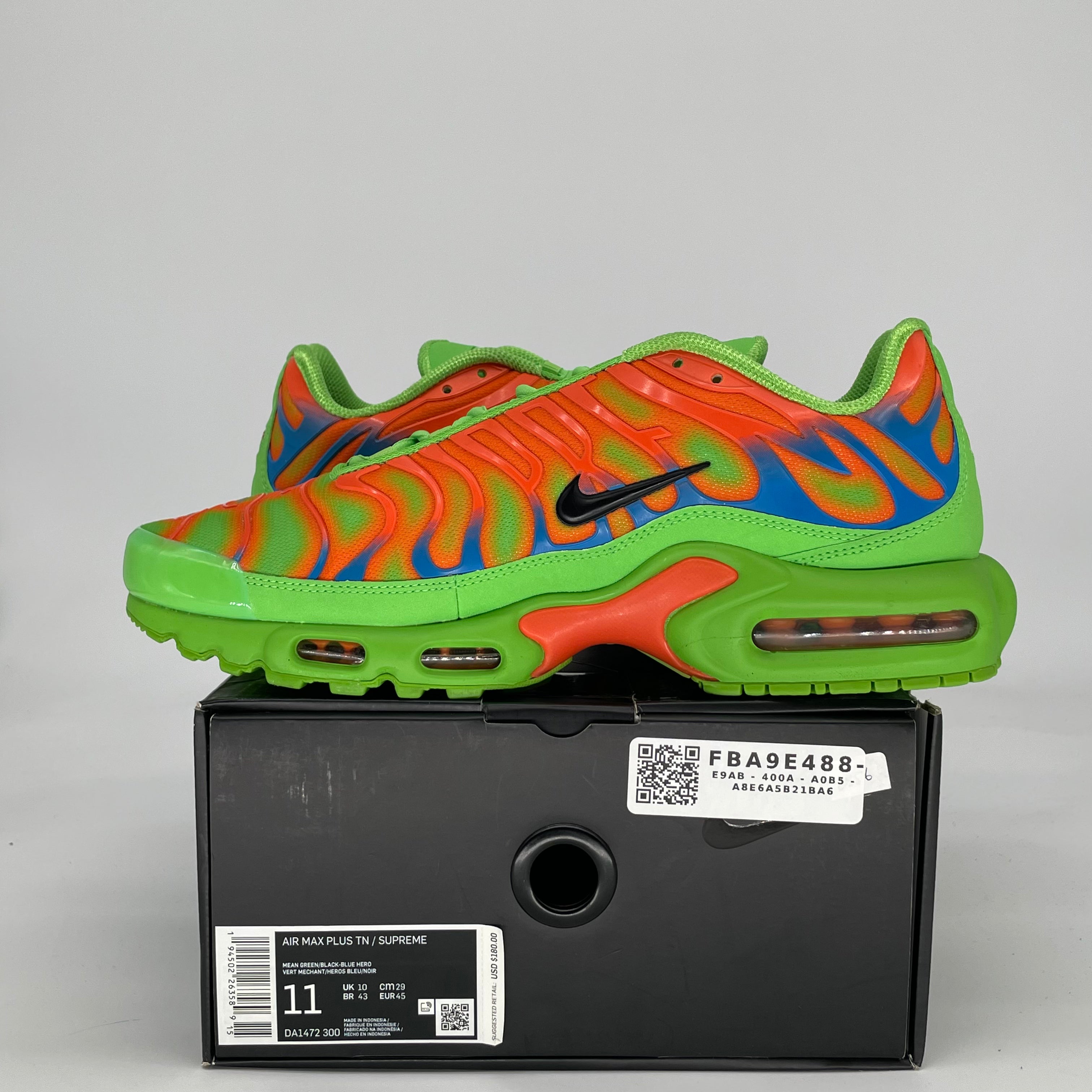 SUPREME X NIKE AIR MAX PLUS MEAN GREEN DA1472-300 SIZE 11/12.5W