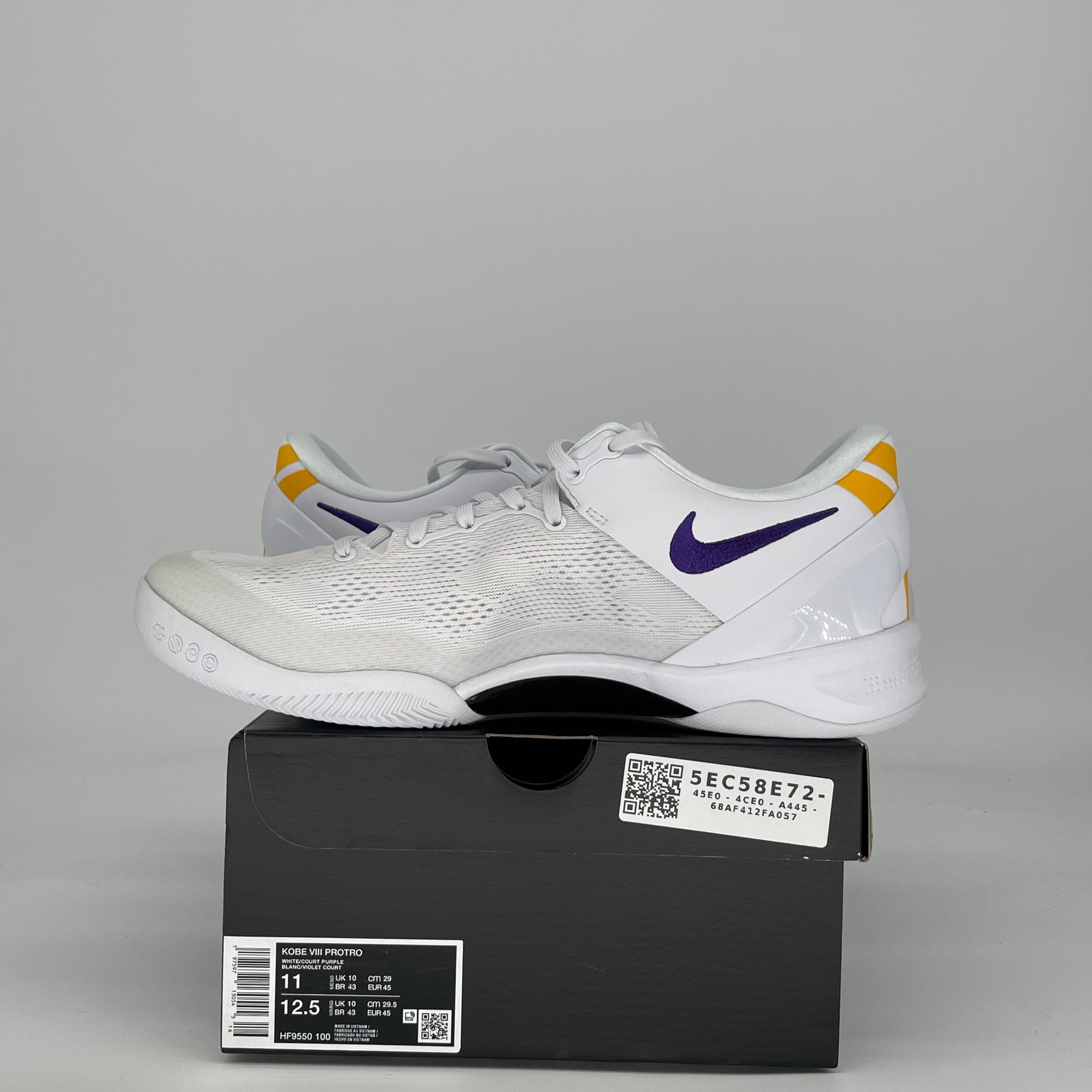 NIKE KOBE 8 PROTRO LAKERS HOME HF9550-100 SIZE 11/12.5W