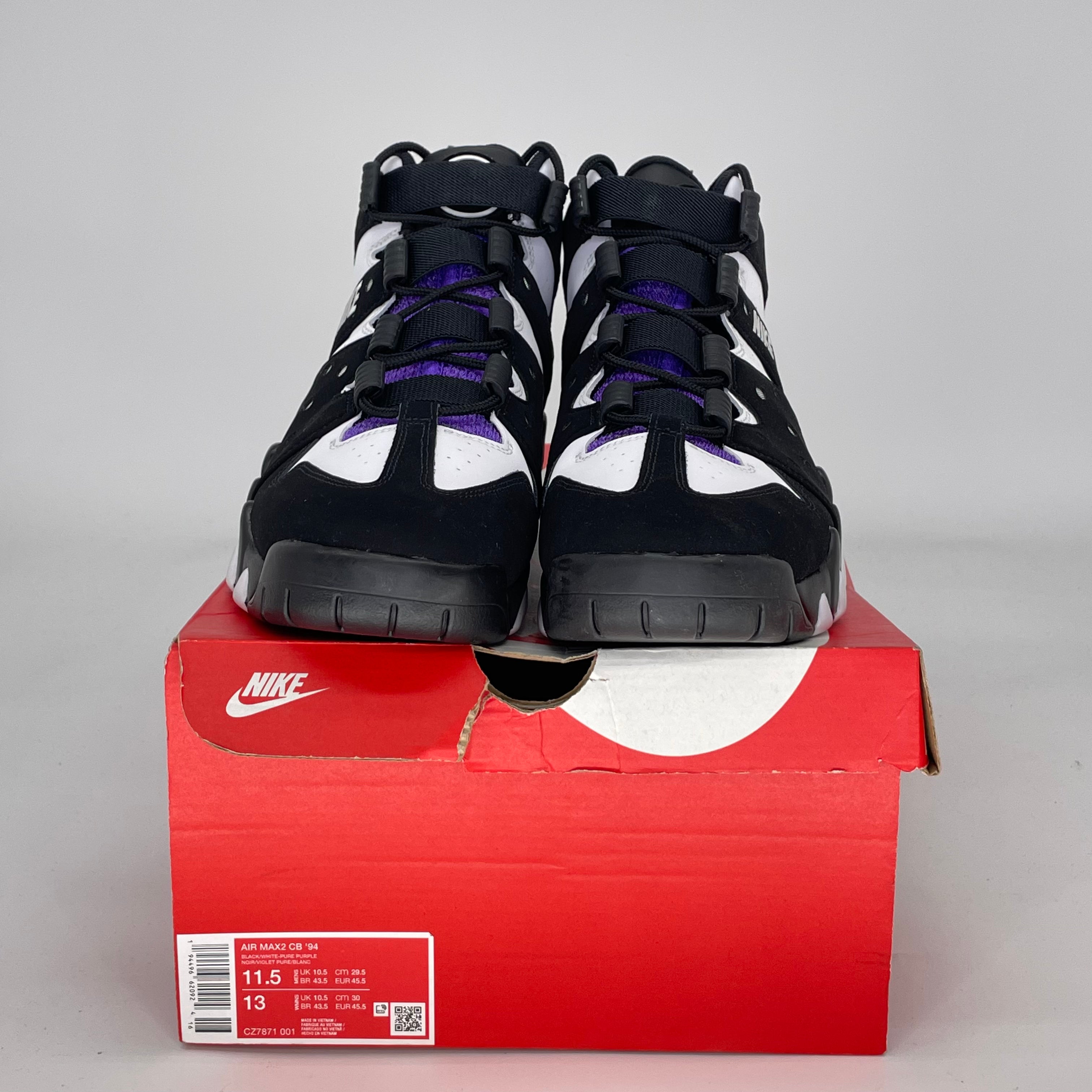 NIKE AIR MAX 2 CB 94 BLACK WHITE PURPLE CZ7871-001 SIZE 11.5/13W