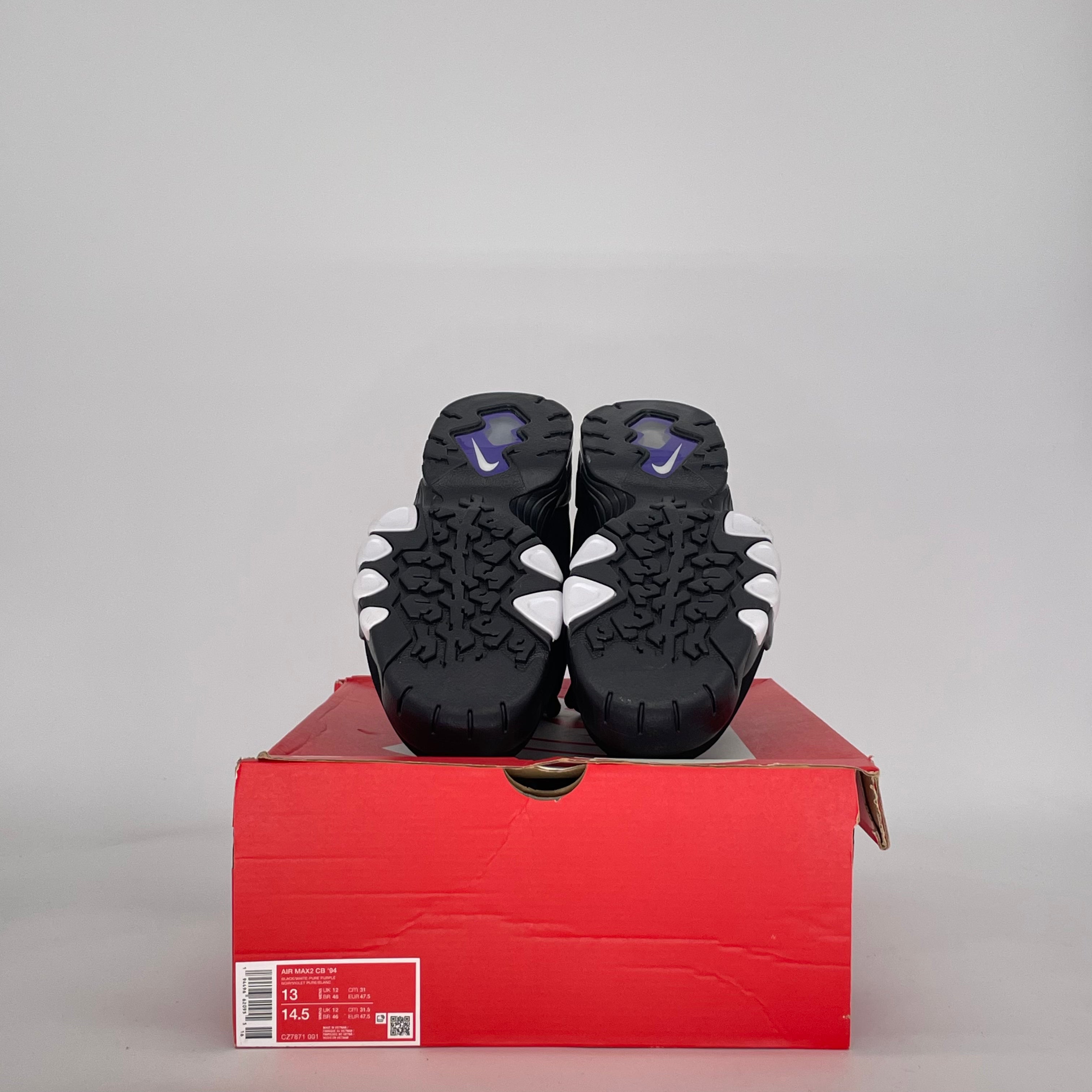 NIKE AIR MAX 2 CB '94 BLACK WHITE PURPLE CZ7871-001 SIZE 13/14.5W