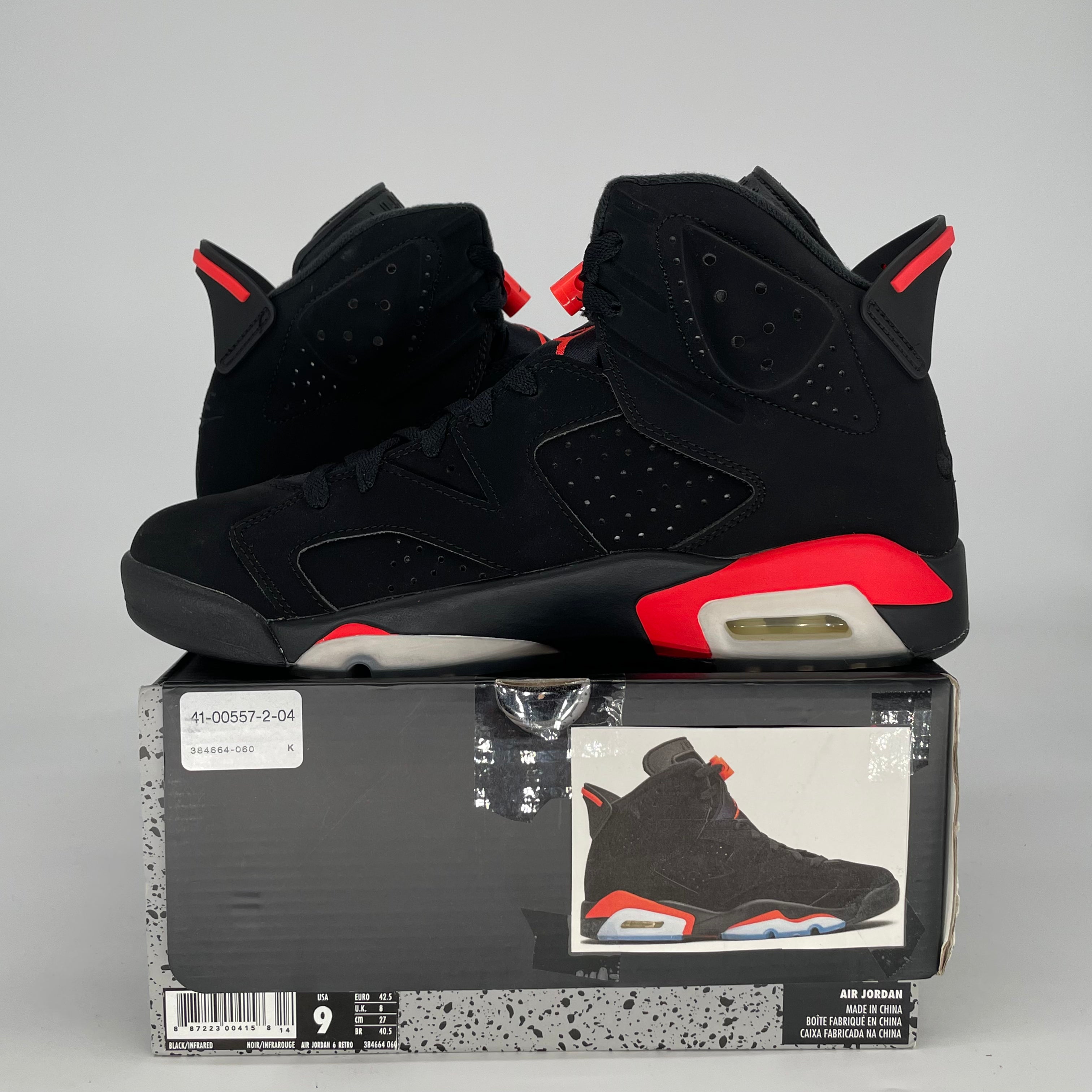 AIR JORDAN 6 BLACK INFRARED 384664-060 SIZE 9/10.5W