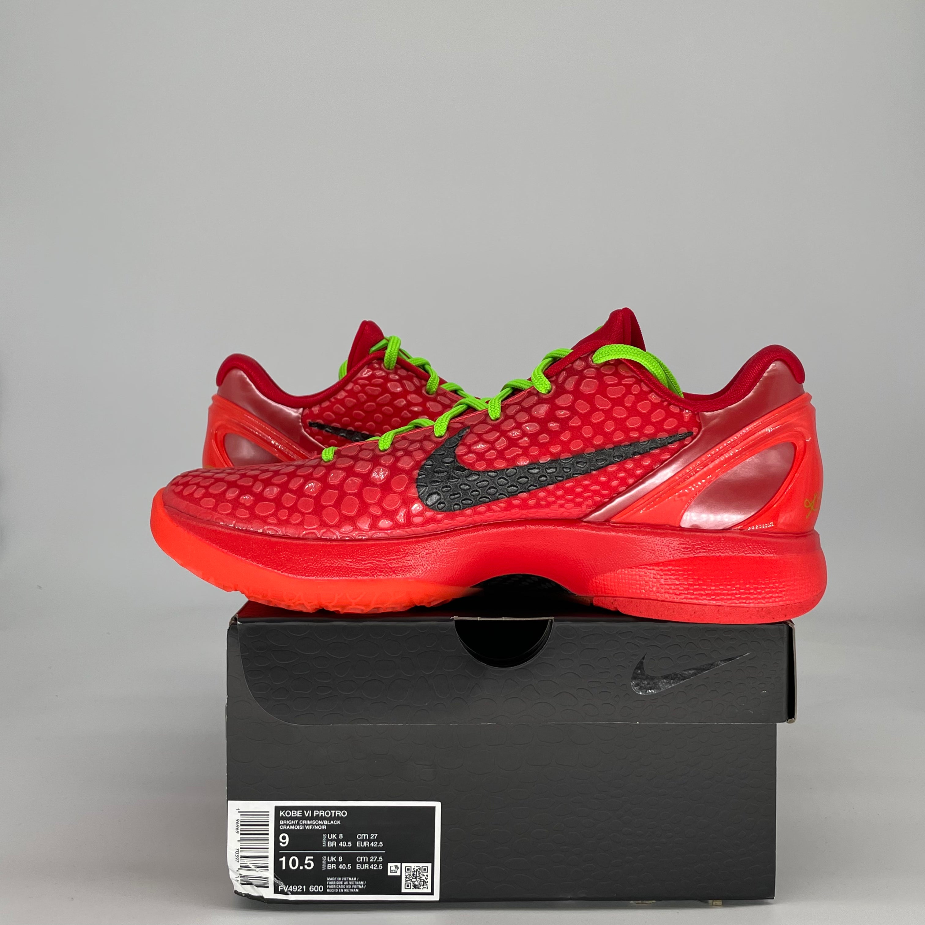 NIKE KOBE 6 PROTRO REVERSE GRINCH FV4921-600 SIZE 9/10.5W