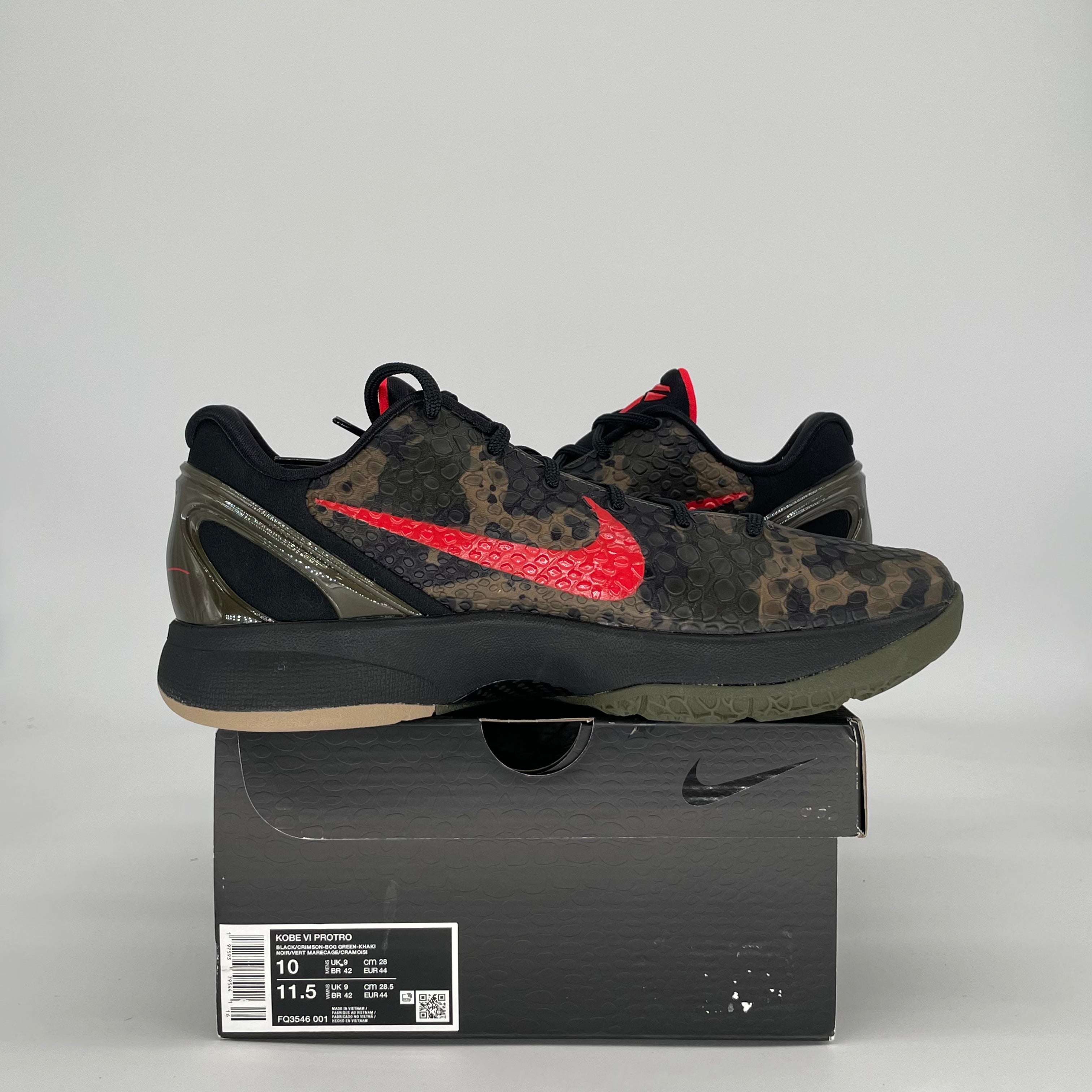 NIKE KOBE 6 PROTRO ITALIAN CAMO FQ3546-001 SIZE 10/11.5W