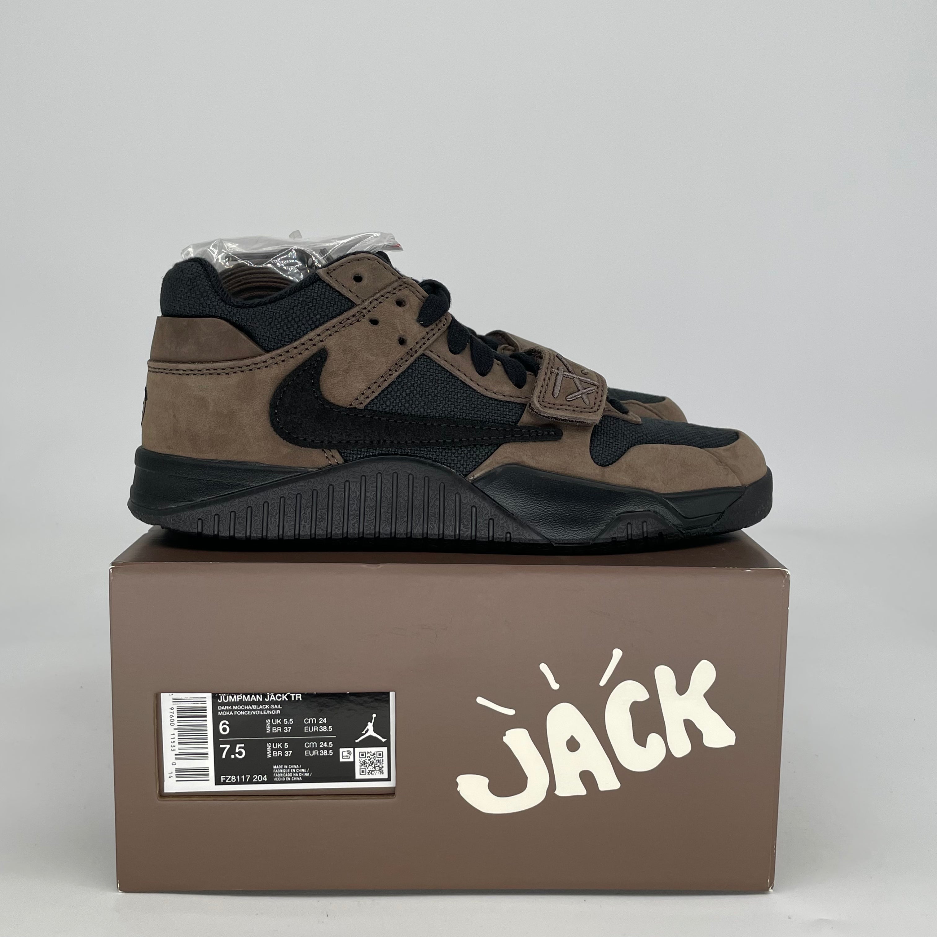 TRAVIS SCOTT X JORDAN JUMPMAN JACK TR DARK MOCHA FZ8117-204 SIZE 6/7.5W