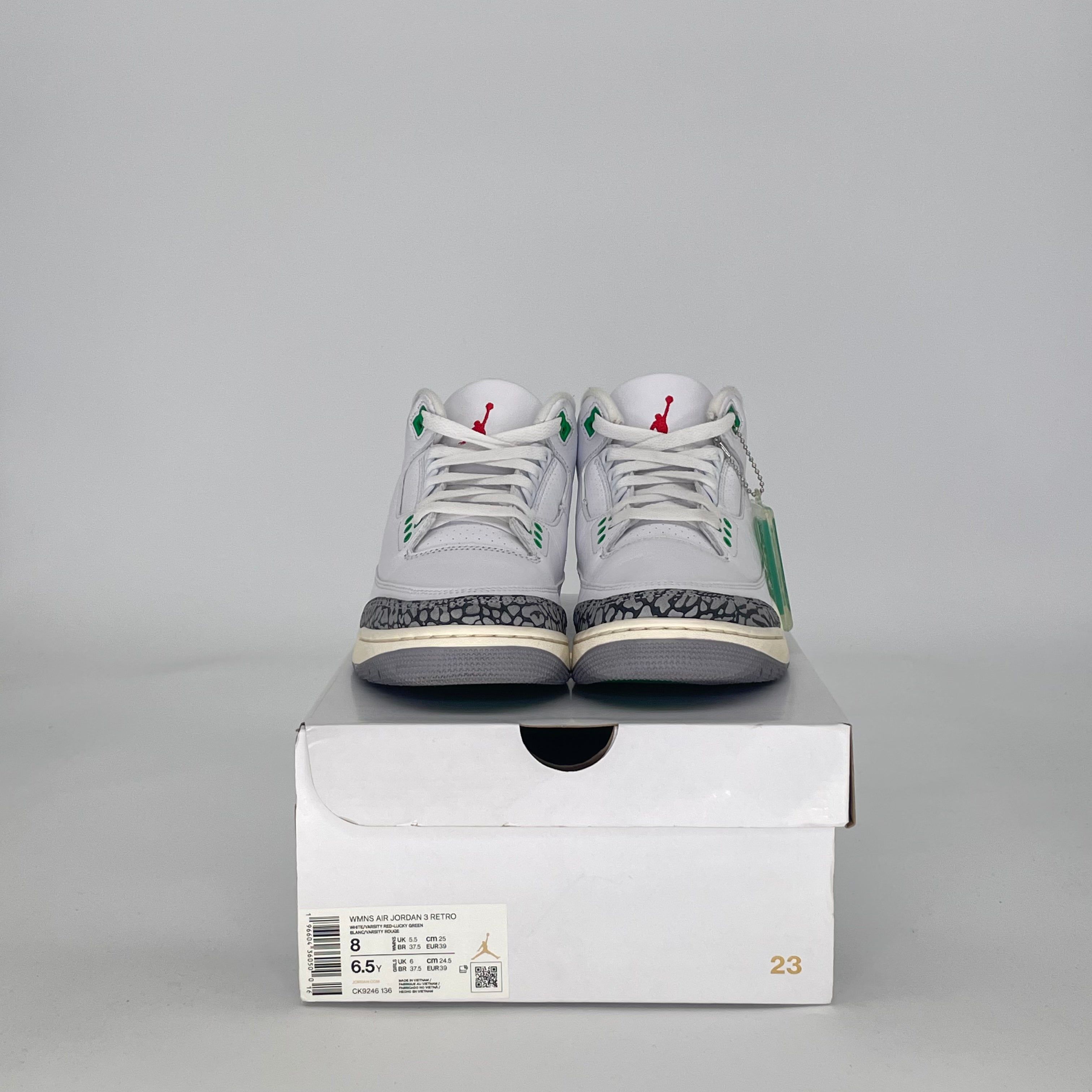 AIR JORDAN 3 LUCKY GREEN CK9246-136 SIZE 6.5/8W GS