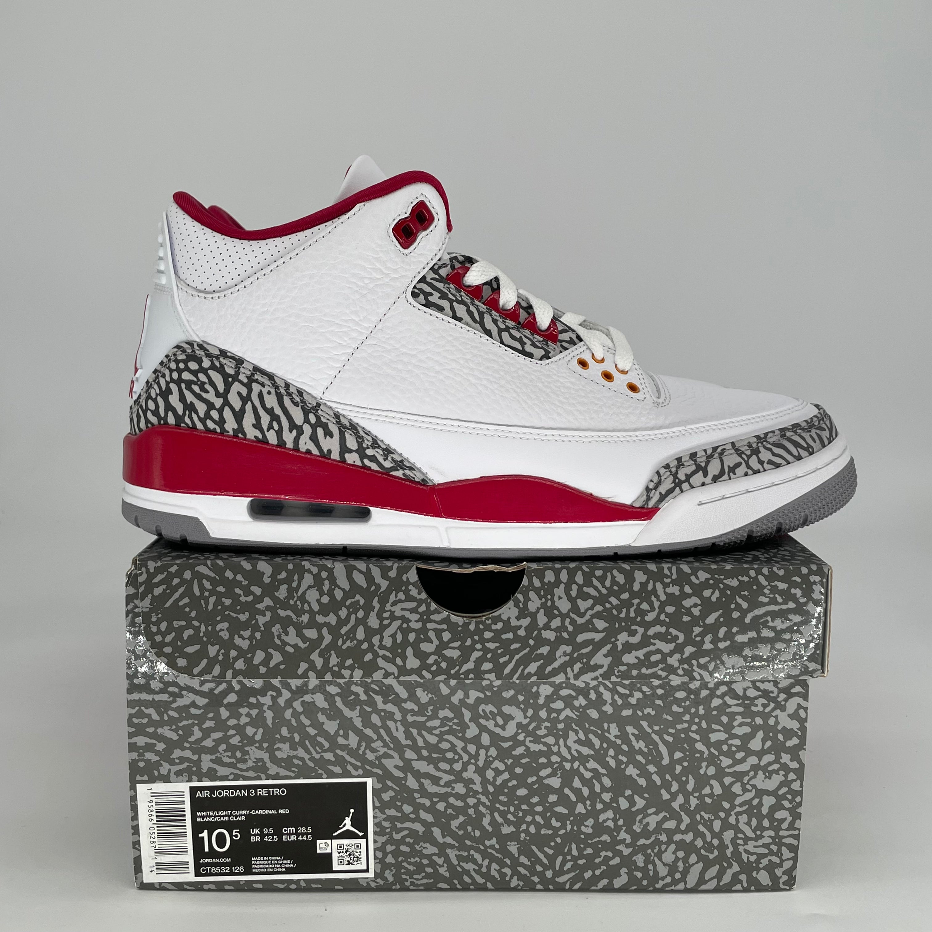AIR JORDAN 3 CARDINAL RED CT8532-126 SIZE 10.5/12W