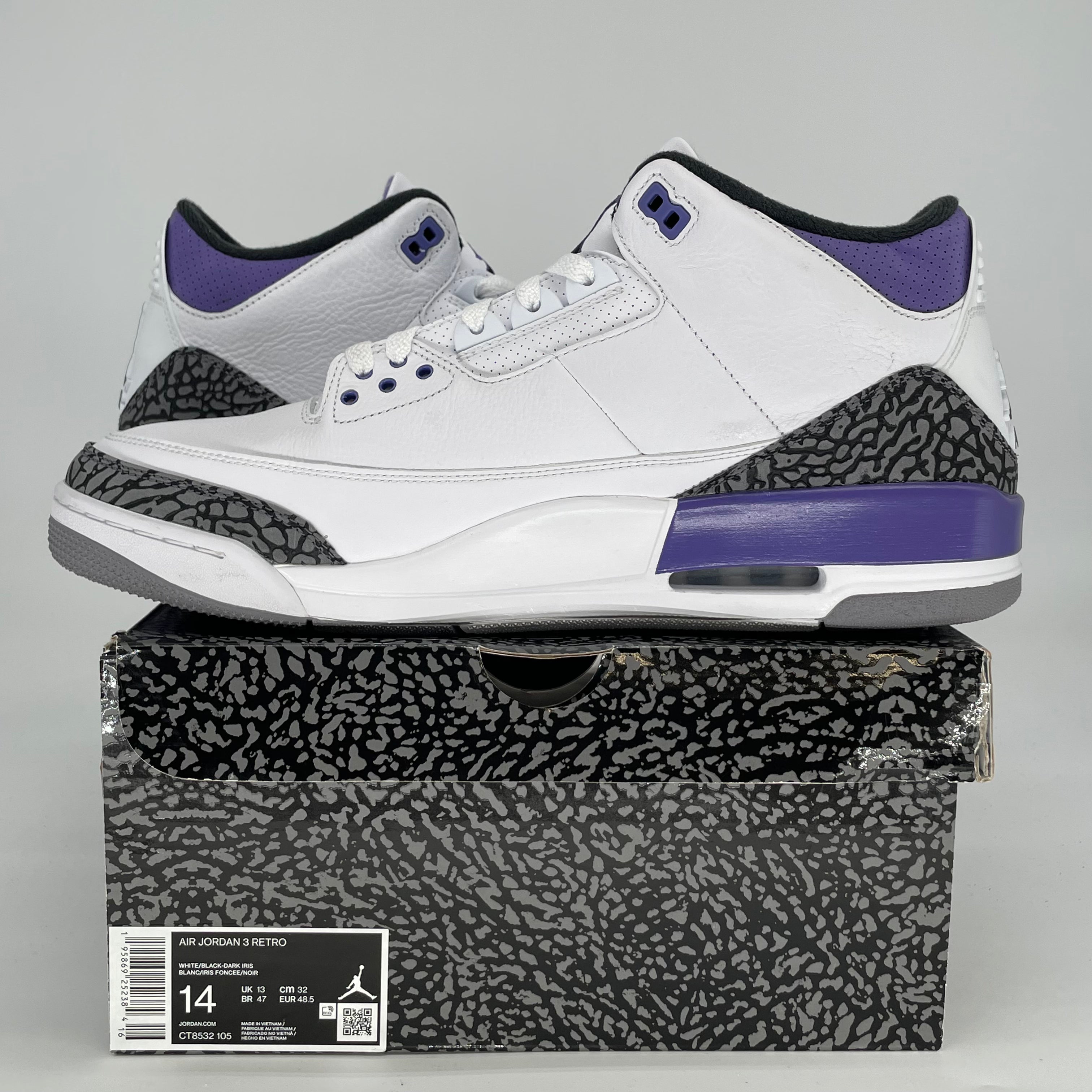 AIR JORDAN 3 DARK IRIS CT8532-105 SIZE 14/15.5W