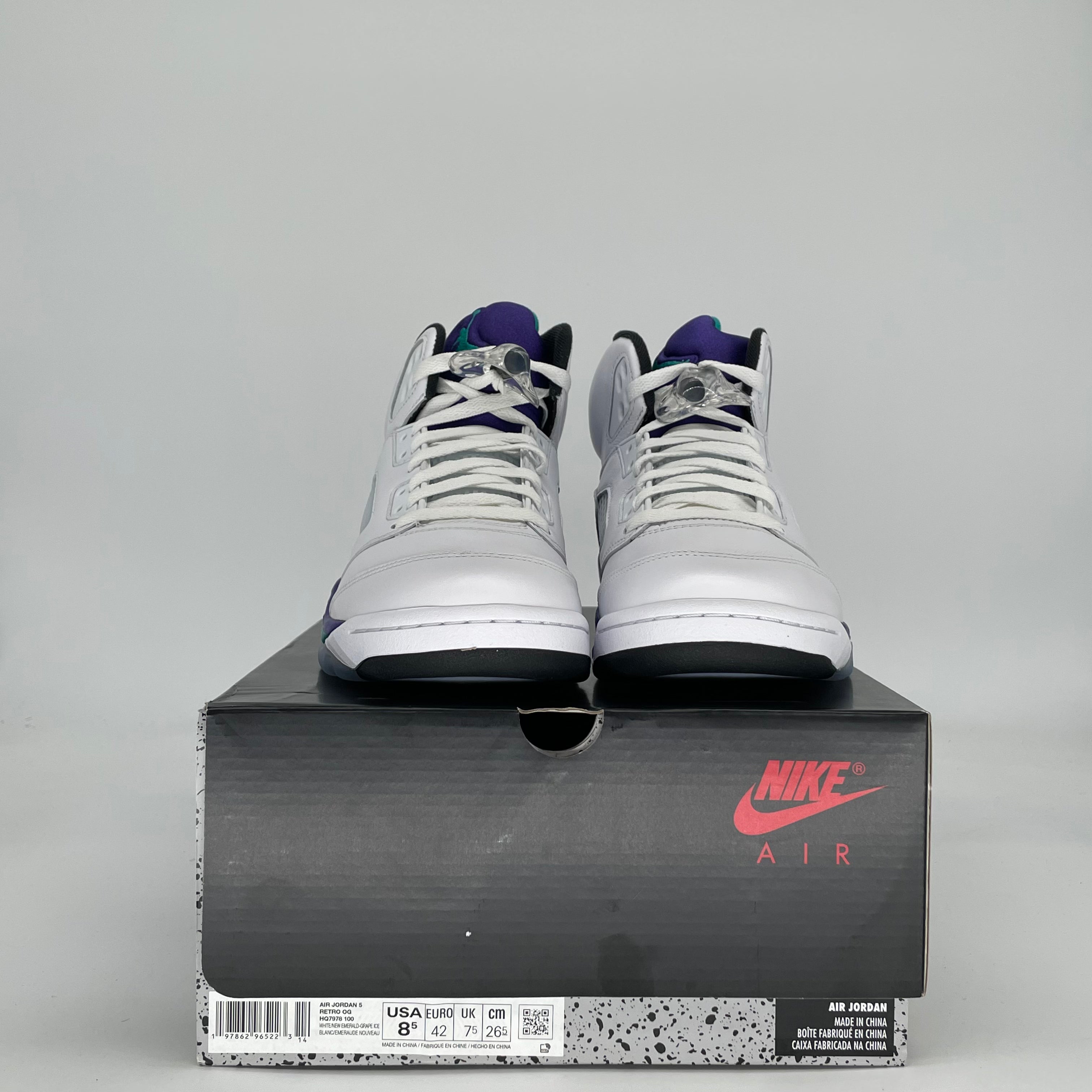 AIR JORDAN 5 GRAPE HQ7978-100 SIZE 8.5/10W