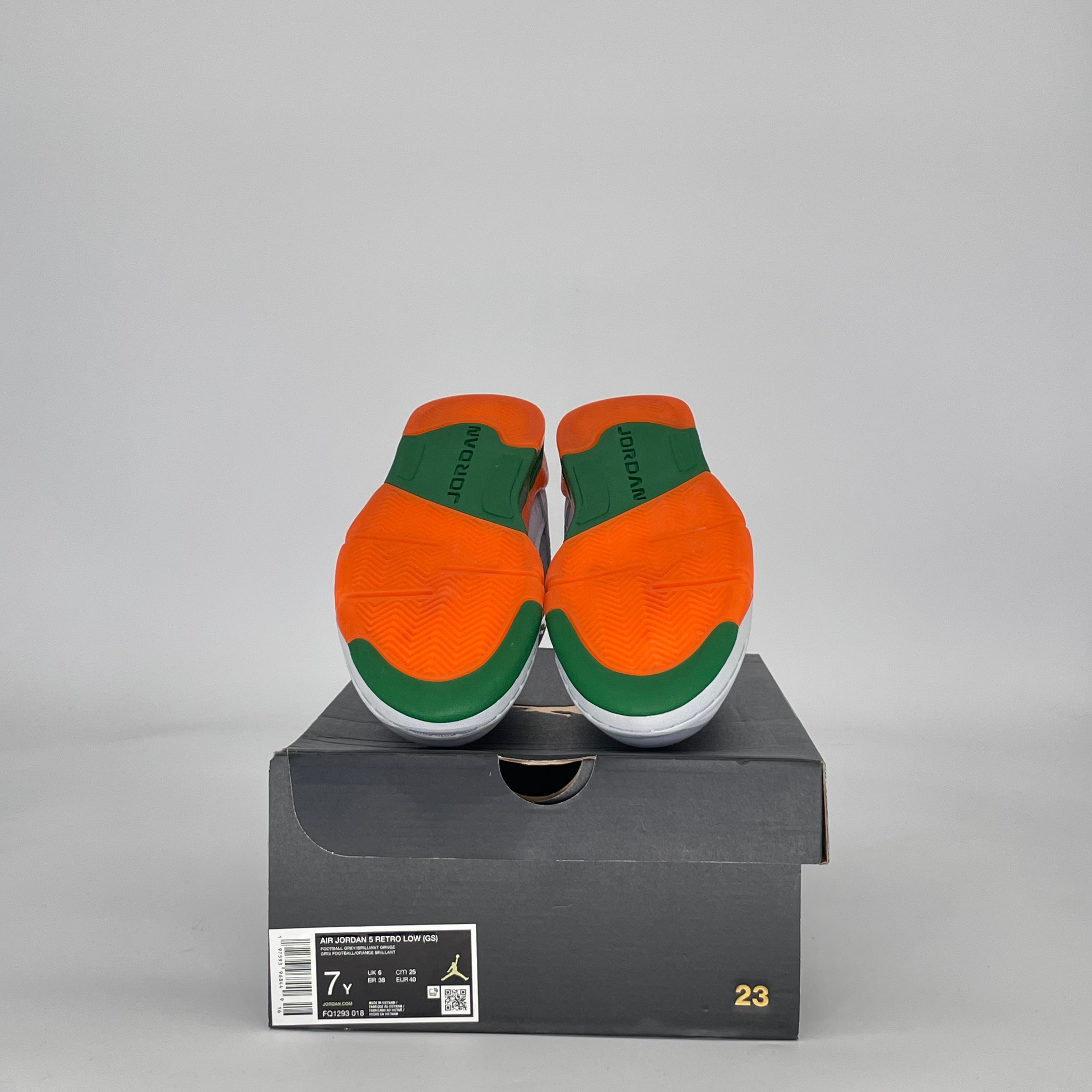 AIR JORDAN 5 LOW MIAMI HURRICANES FQ1293-018 SIZE 7/8.5W GS
