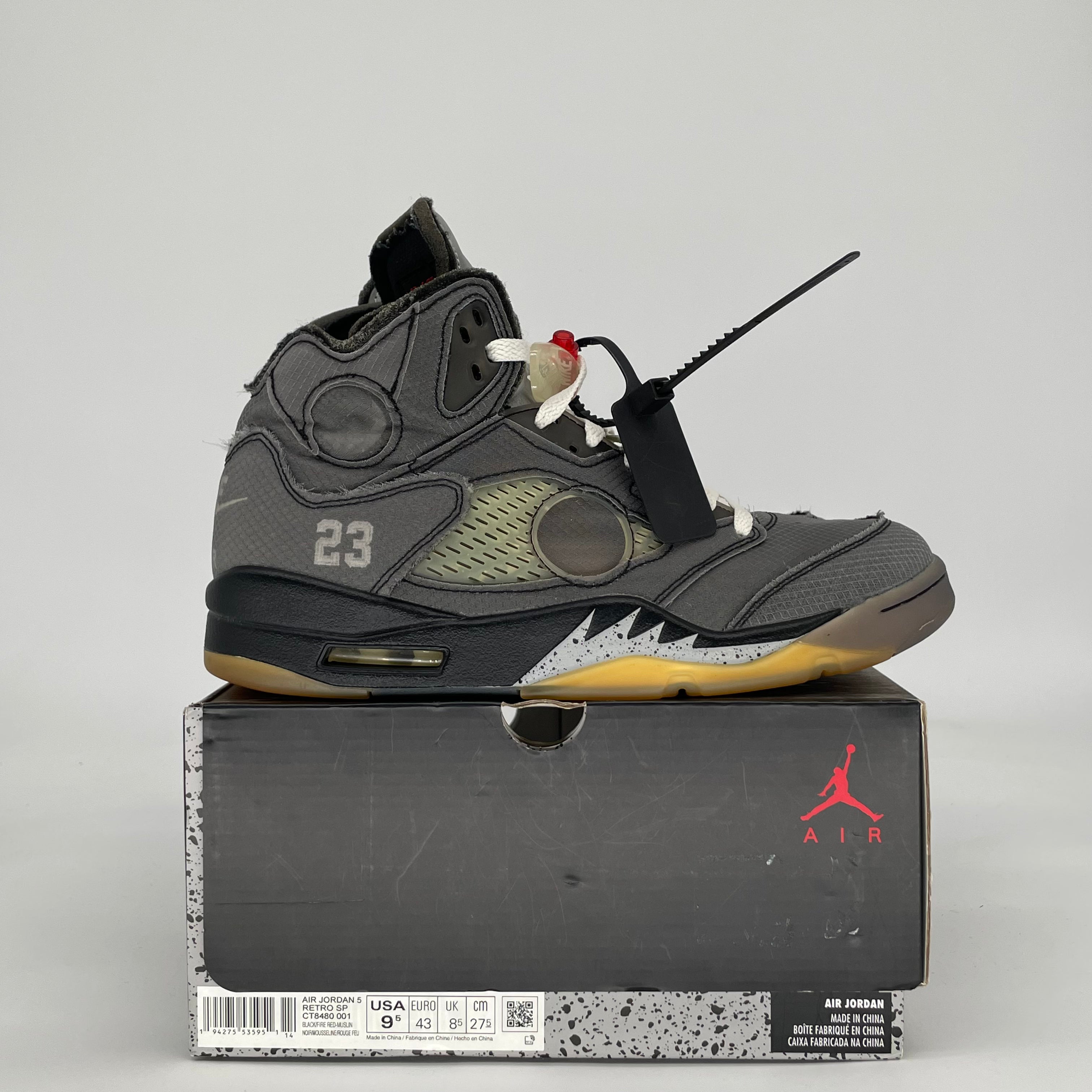 AIR JORDAN 5 OFF-WHITE MUSLIN CT8480-001 SIZE 9.5/11W