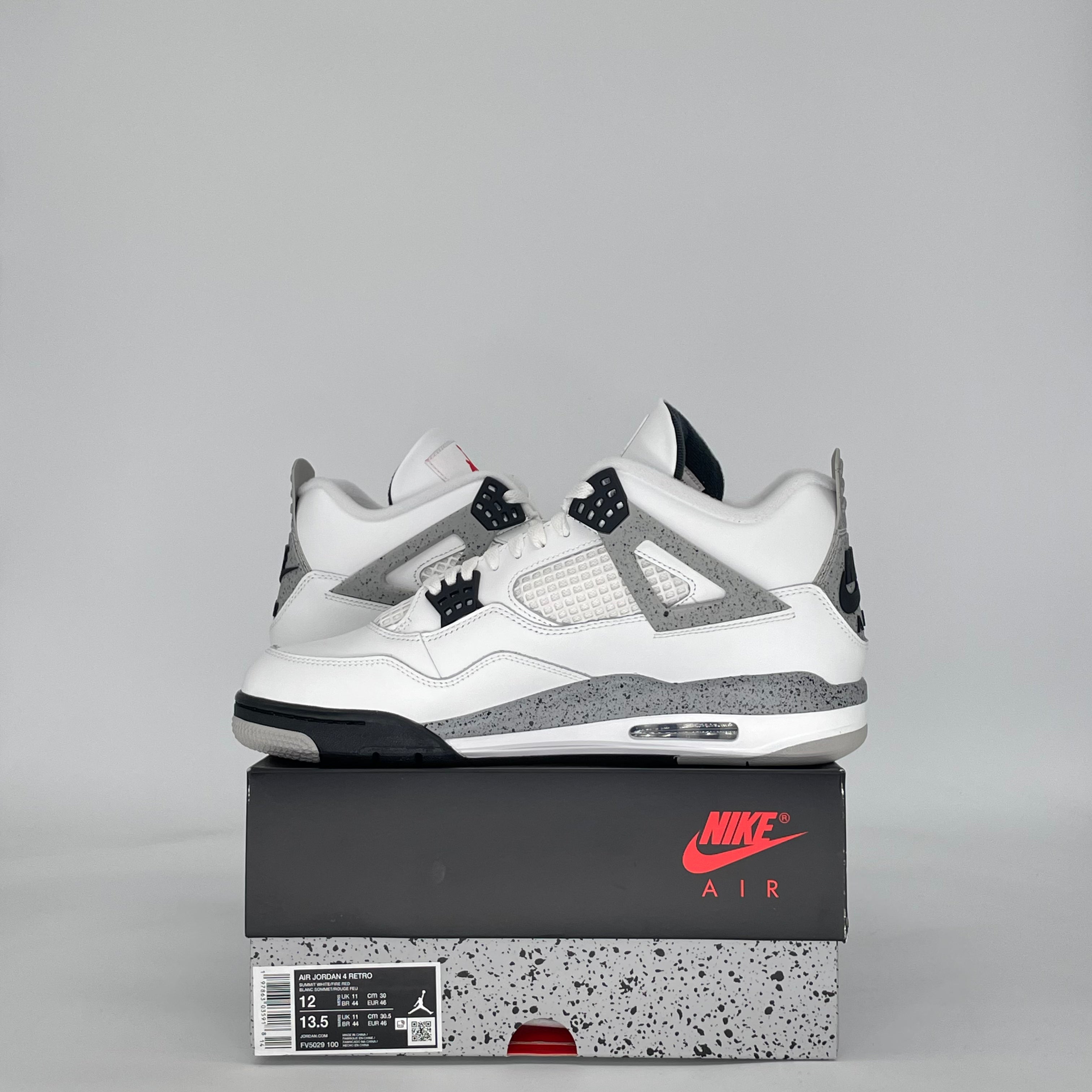 AIR JORDAN 4 WHITE CEMENT FV5029-100 SIZE 12/13.5W