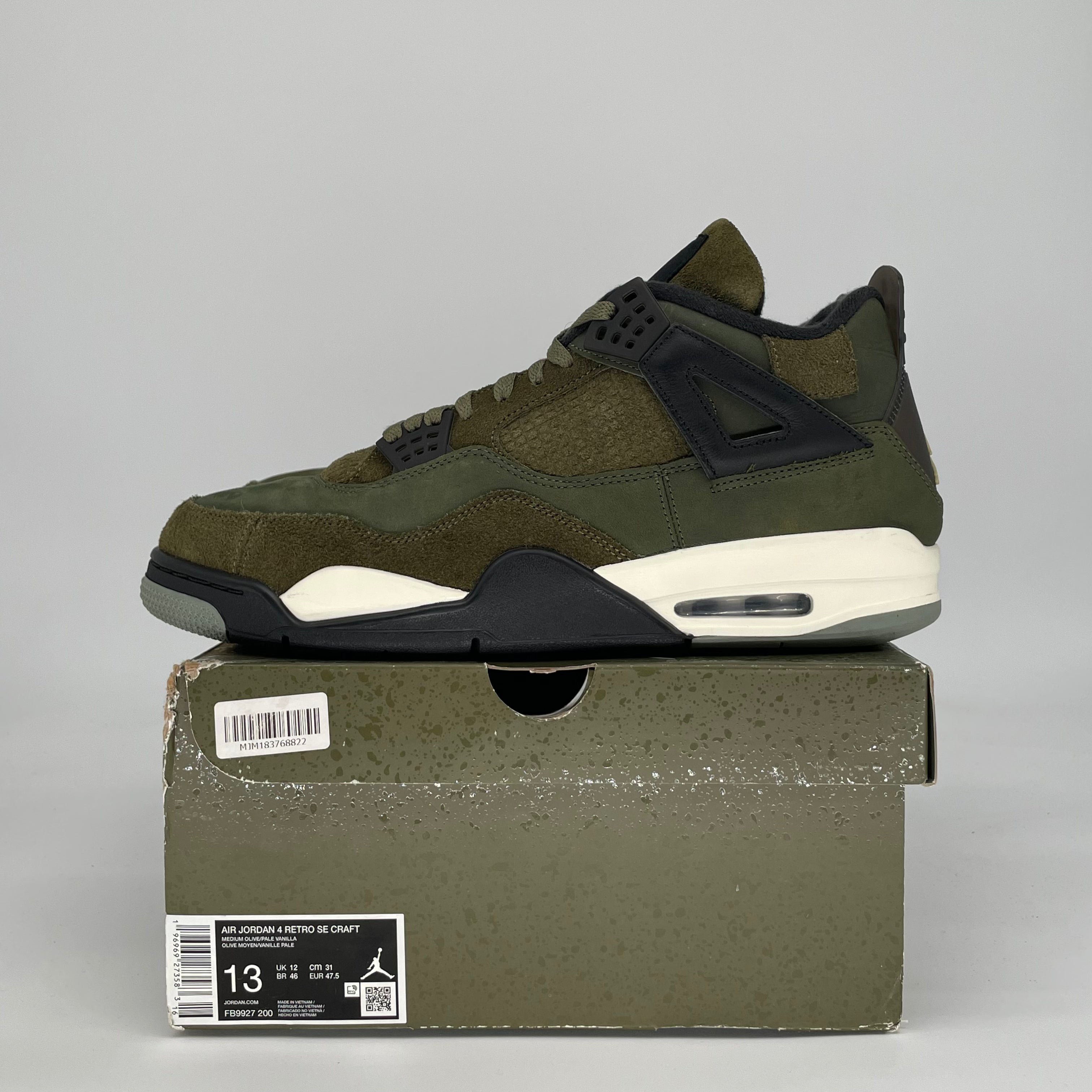 AIR JORDAN 4 CRAFT MEDIUM OLIVE FB9927-200 SIZE 13/14.5W