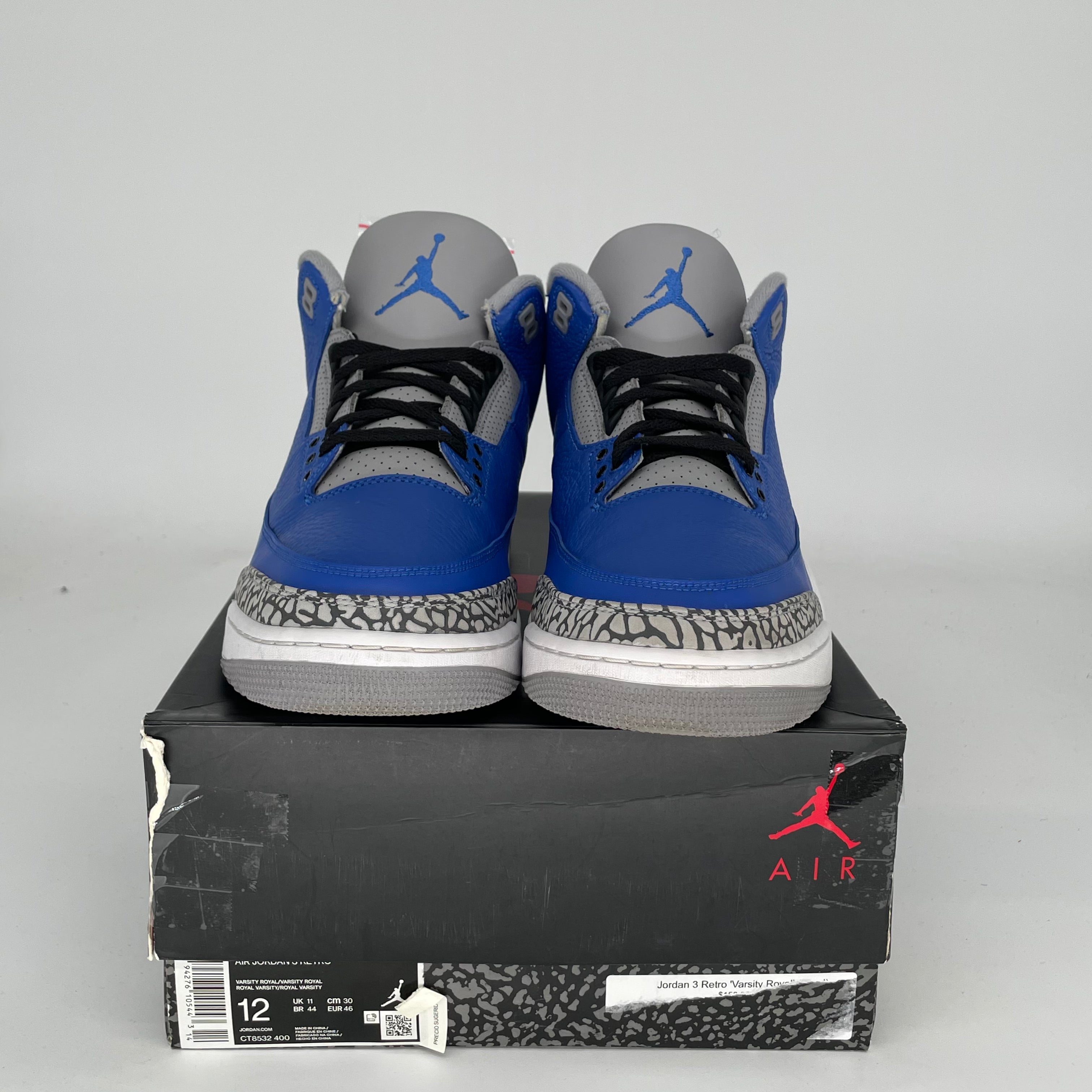 AIR JORDAN 3 VARSITY ROYAL CEMENT SIZE 12 CT8532-400