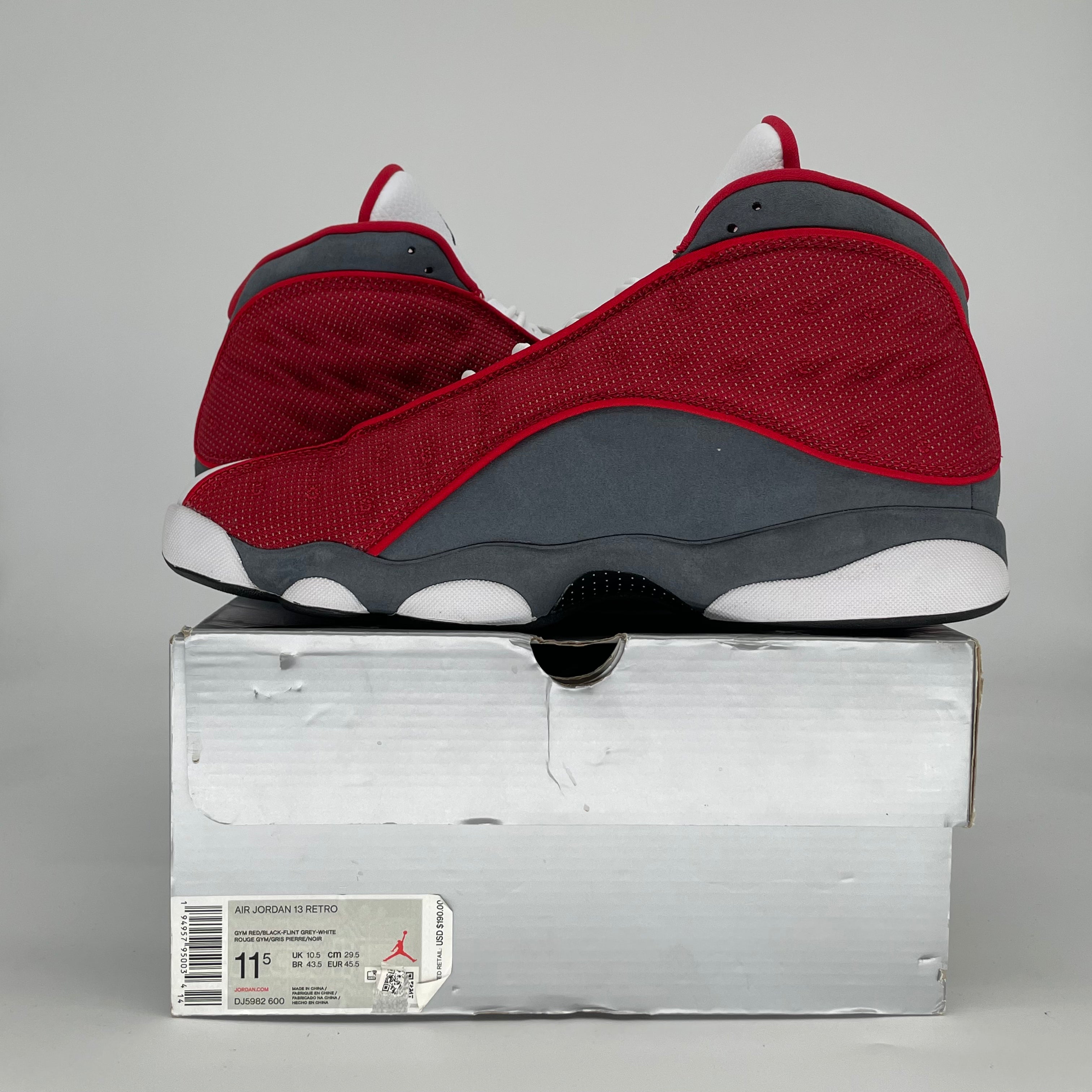 AIR JORDAN 13 GYM RED FLINT GREY DJ5982-600 SIZE 11.5/13W