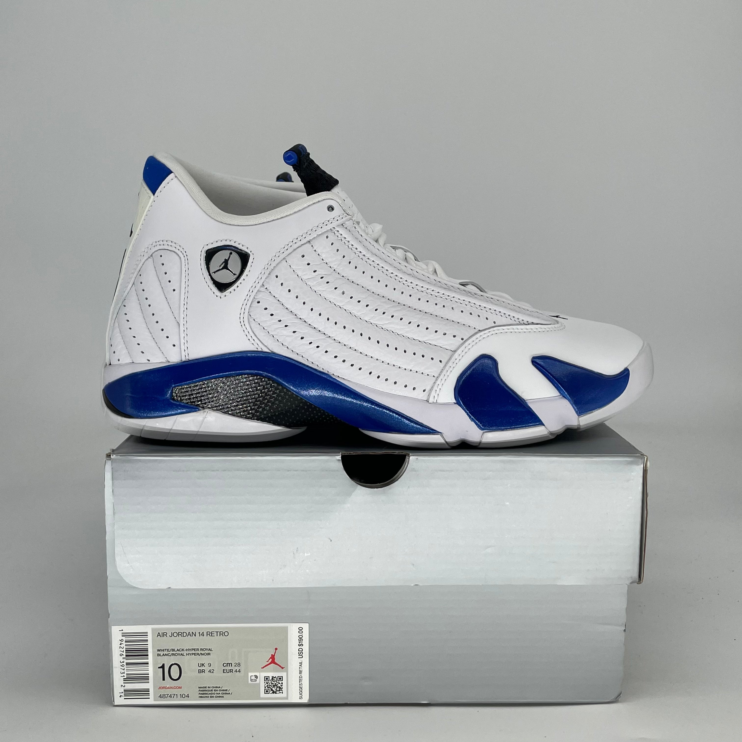 AIR JORDAN 14 WHITE HYPER ROYAL HJ7710-101 SIZE 10/11.5W