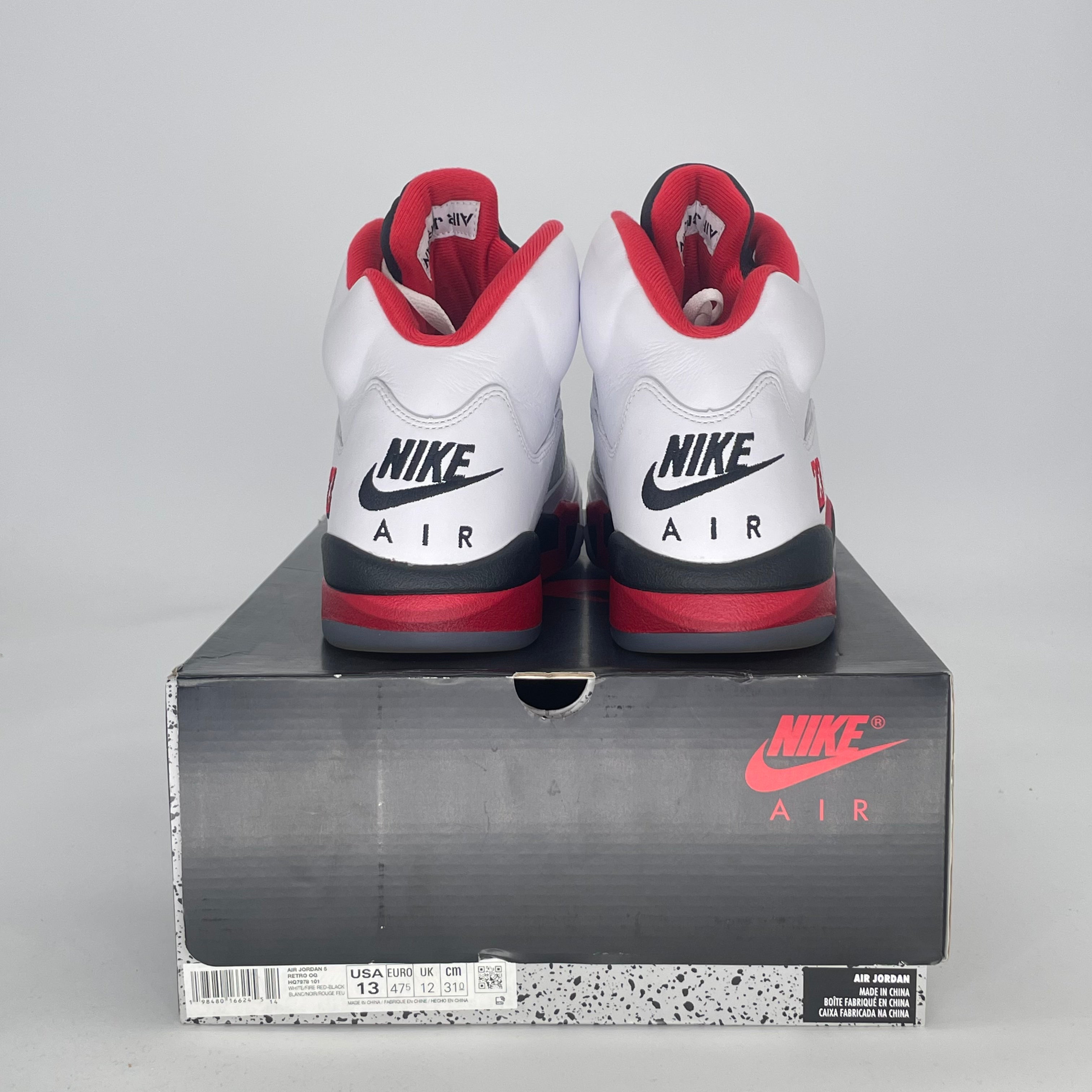 AIR JORDAN 5 FIRE RED BLACK TONGUE HQ7978-101 SIZE 13/14.5W