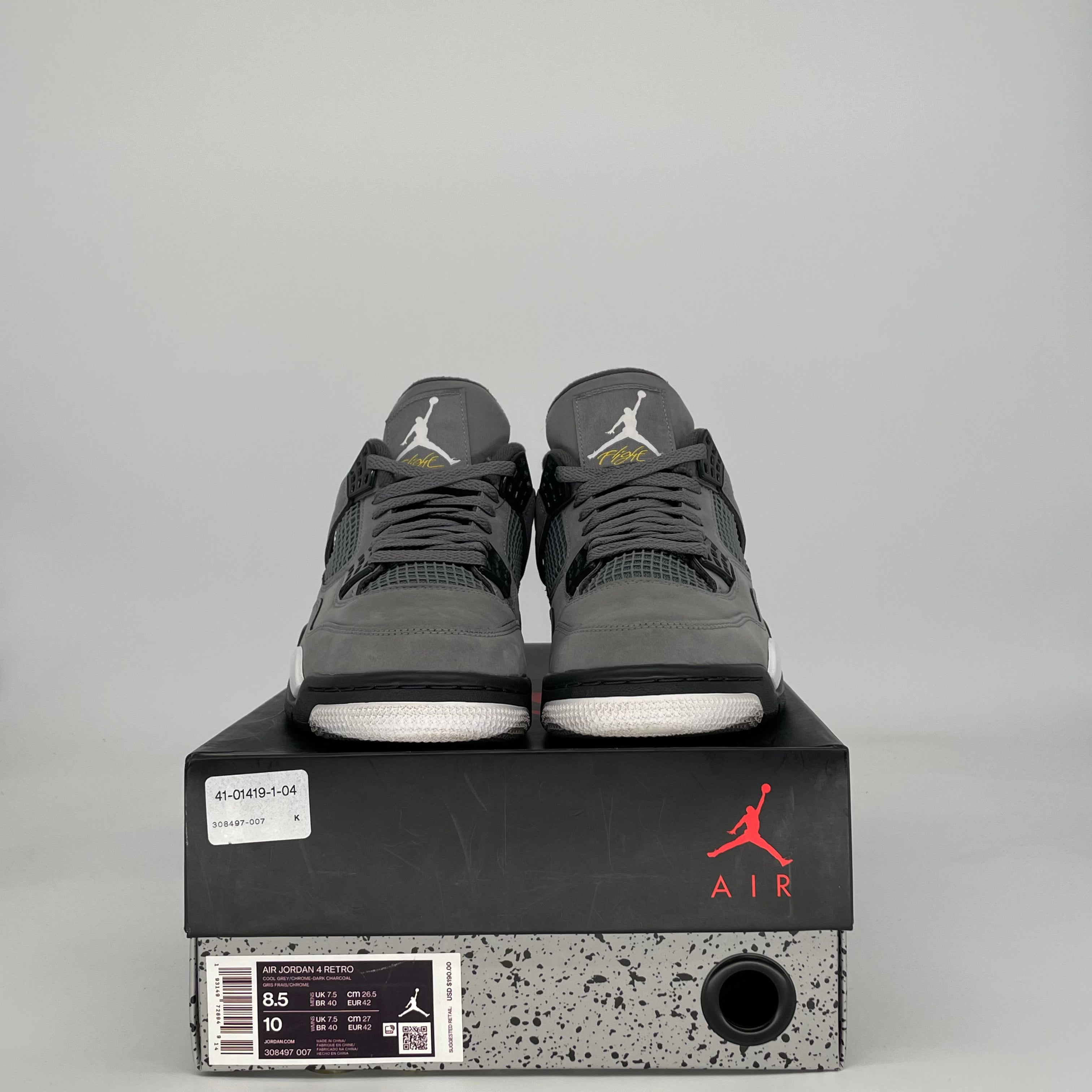 AIR JORDAN 4 COOL GREY 308497-007 SIZE 8.5/10W