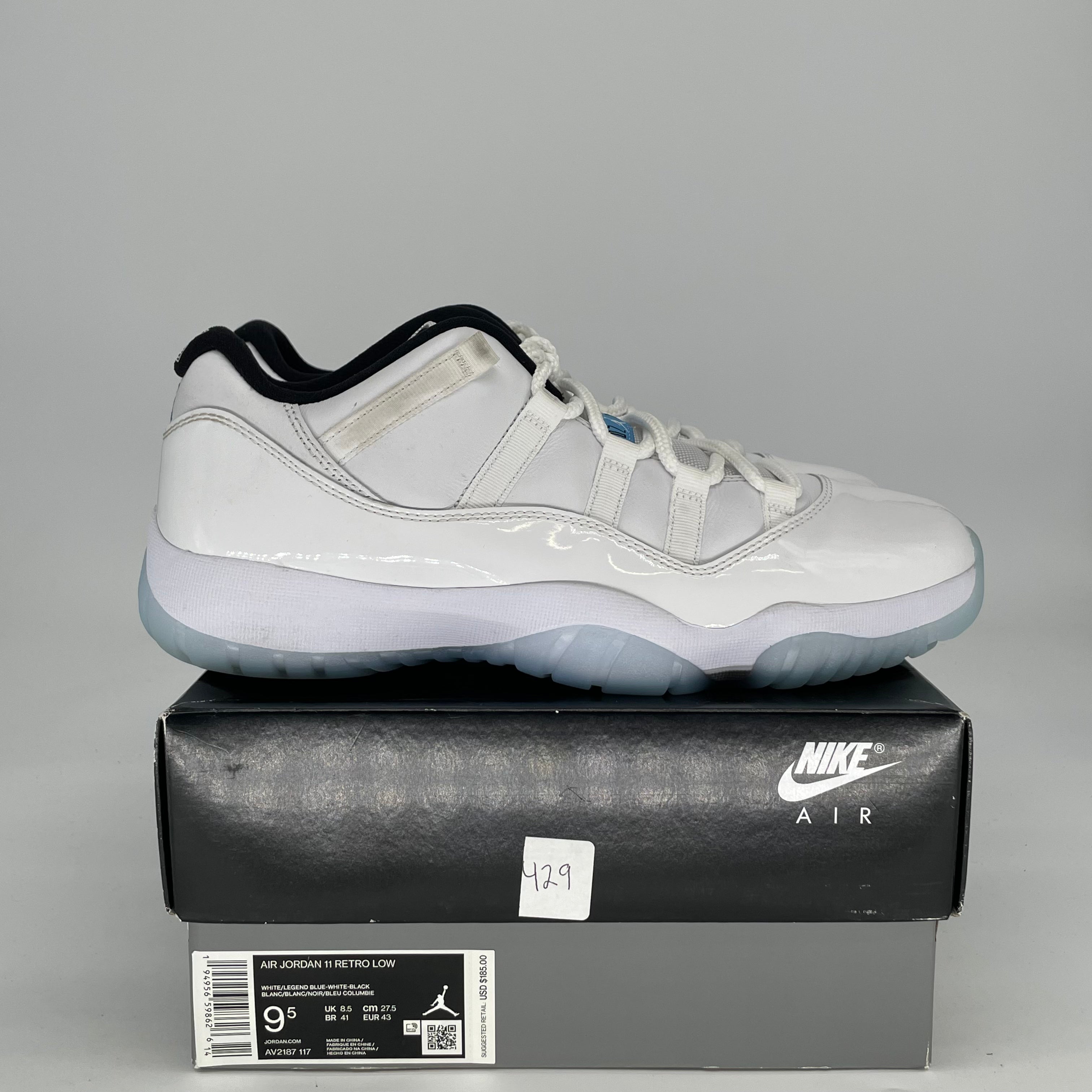 AIR JORDAN 11 LOW LEGEND BLUE AV2187-117 SIZE 9.5/11W