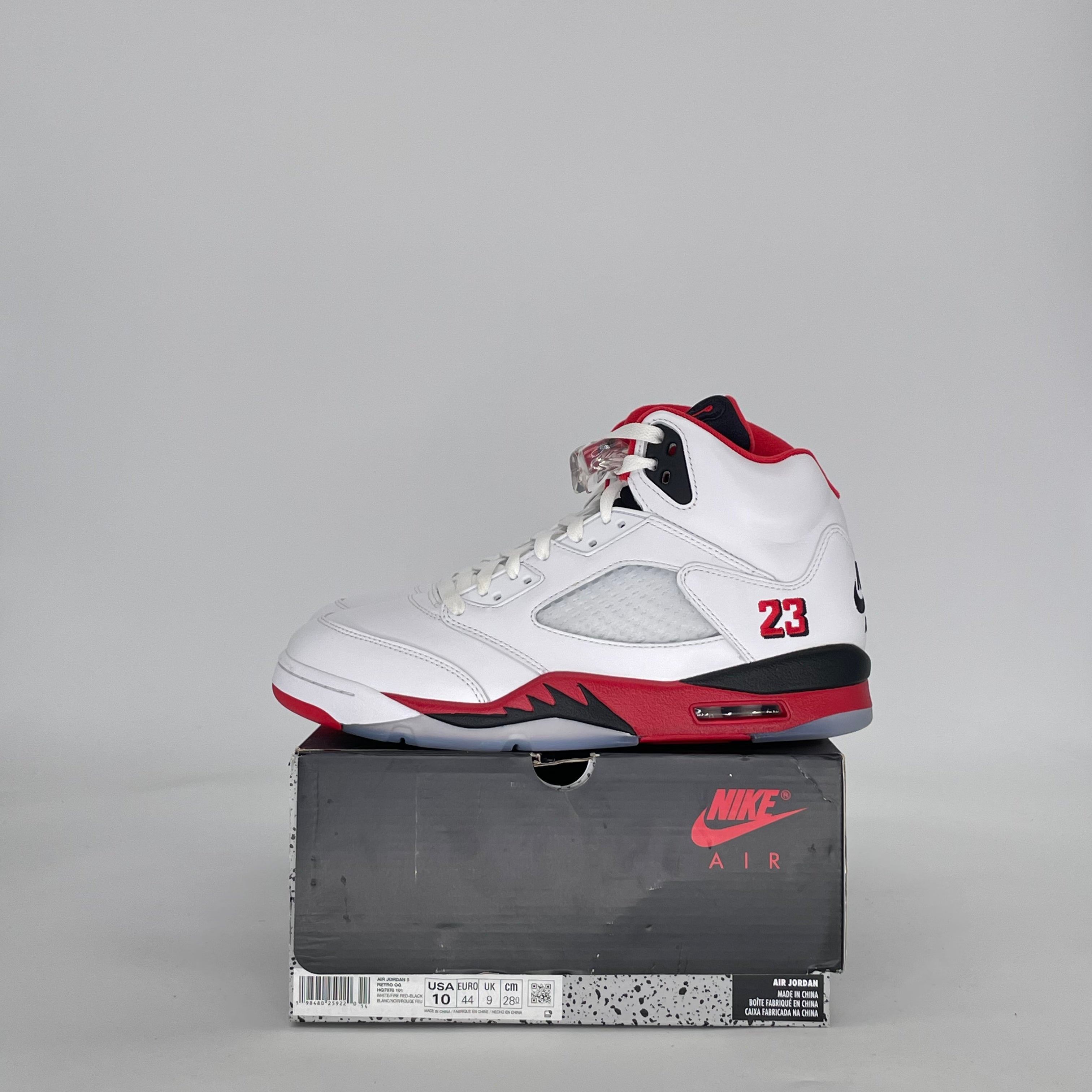 AIR JORDAN 5 FIRE RED BLACK TONGUE HQ7978-101 SIZE 10/11.5W