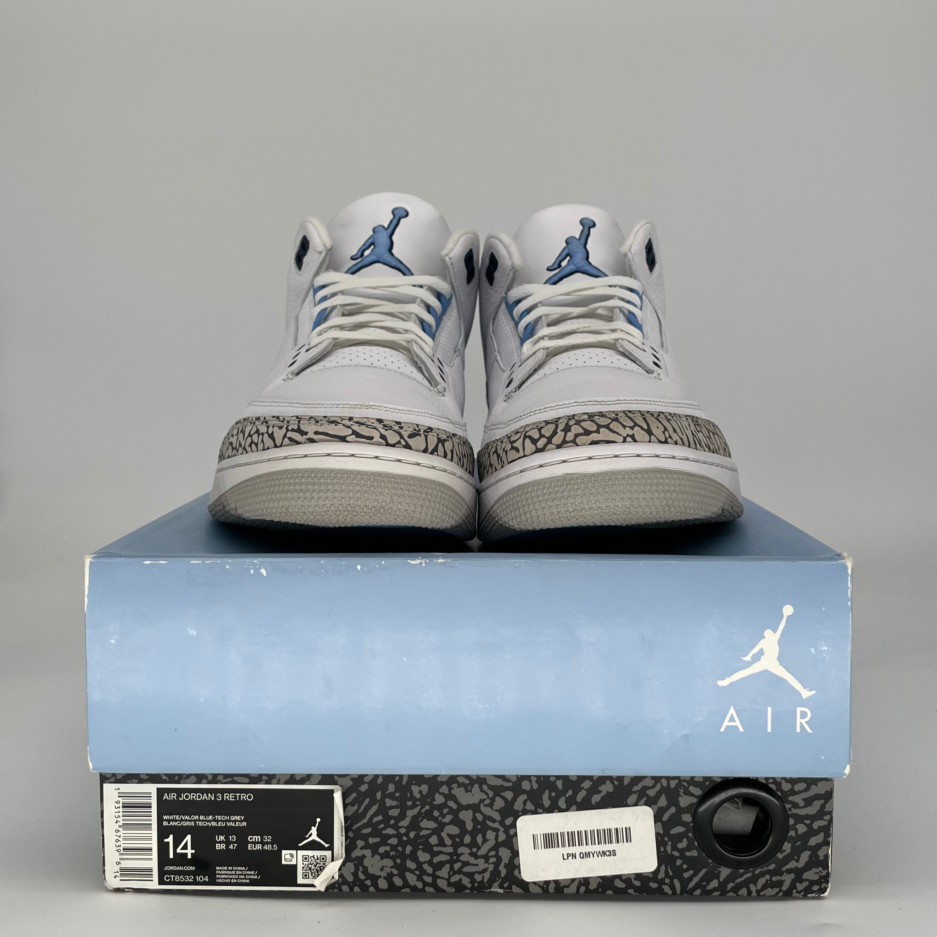 AIR JORDAN 3 UNC CT8532-104 SIZE 14/15.5W