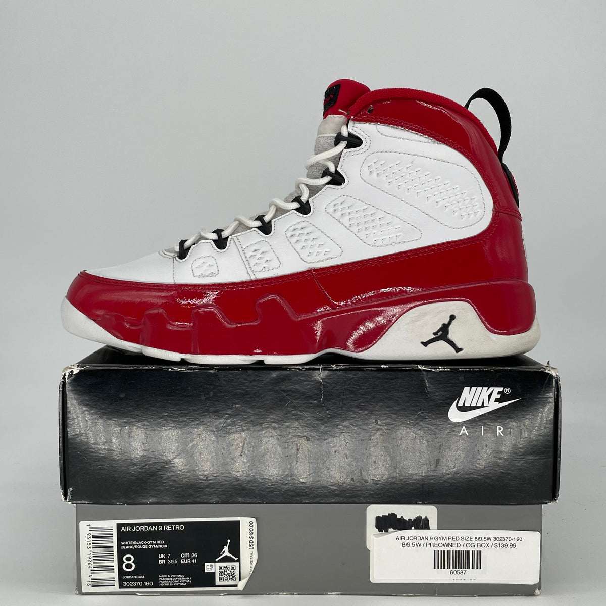 Jordan 9 Retro White Gym Red
