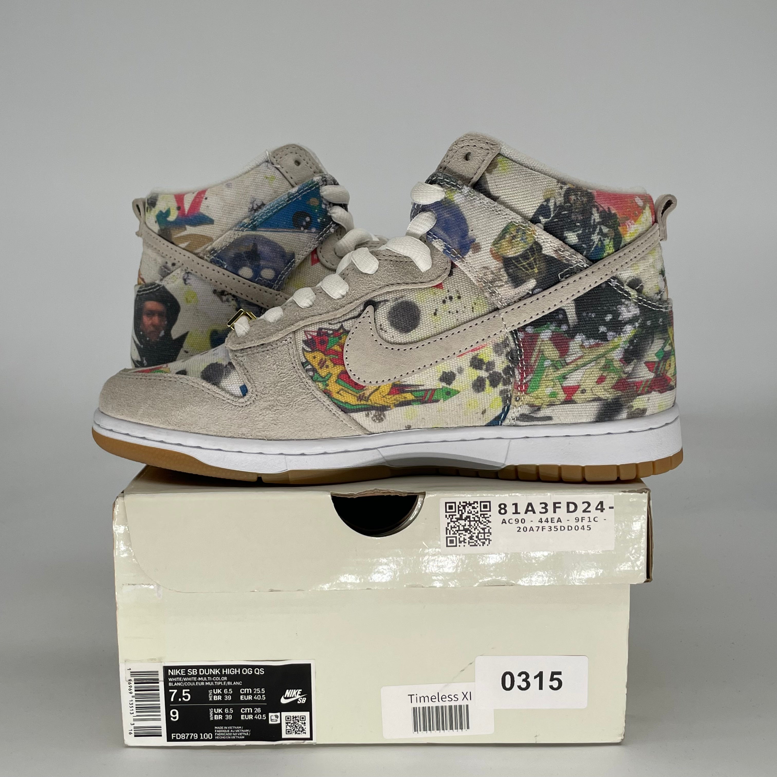 NIKE SB DUNK HIGH X SUPREME RAMMELLZEE SIZE 7.5/9W