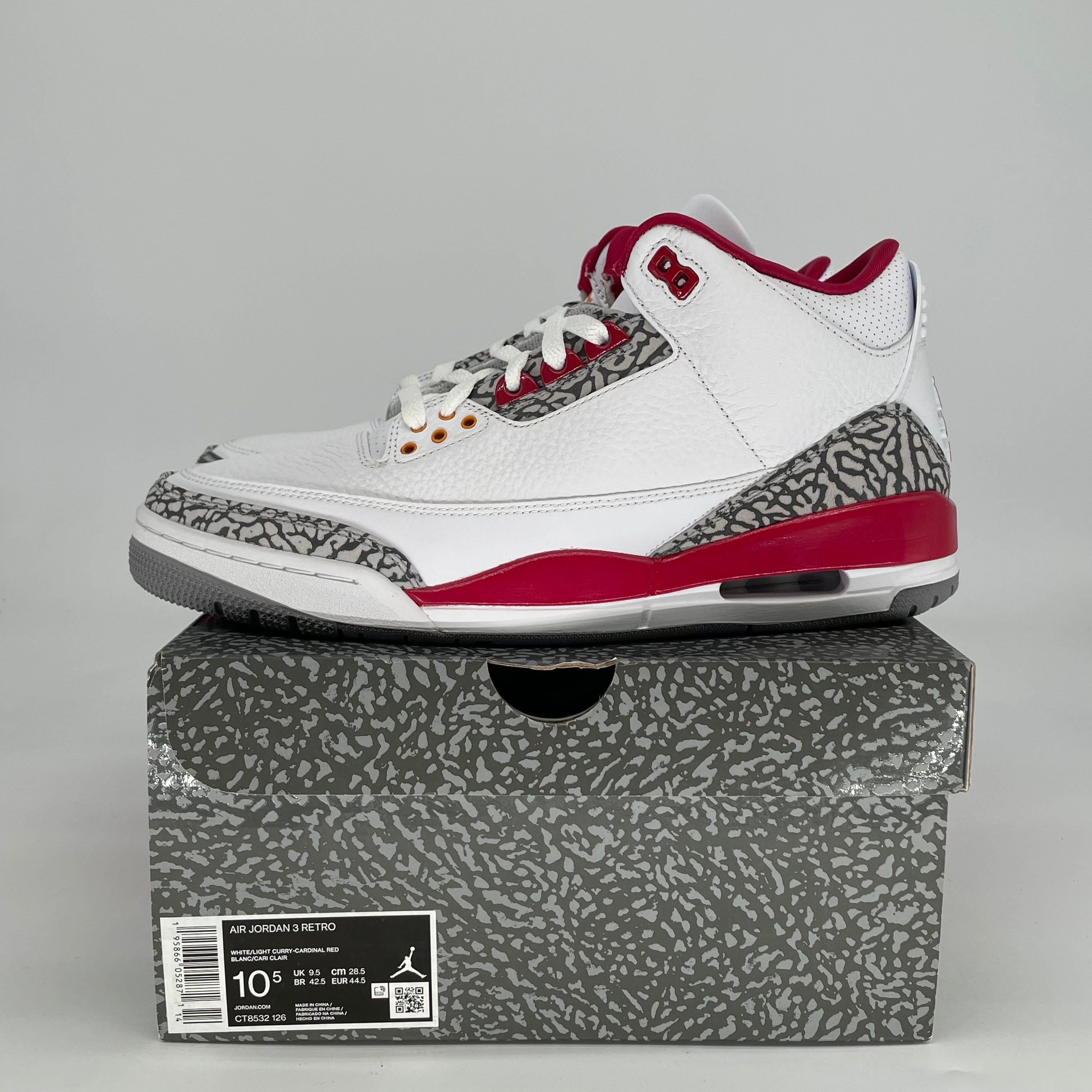 AIR JORDAN 3 CARDINAL RED CT8532-126 SIZE 10.5/12W