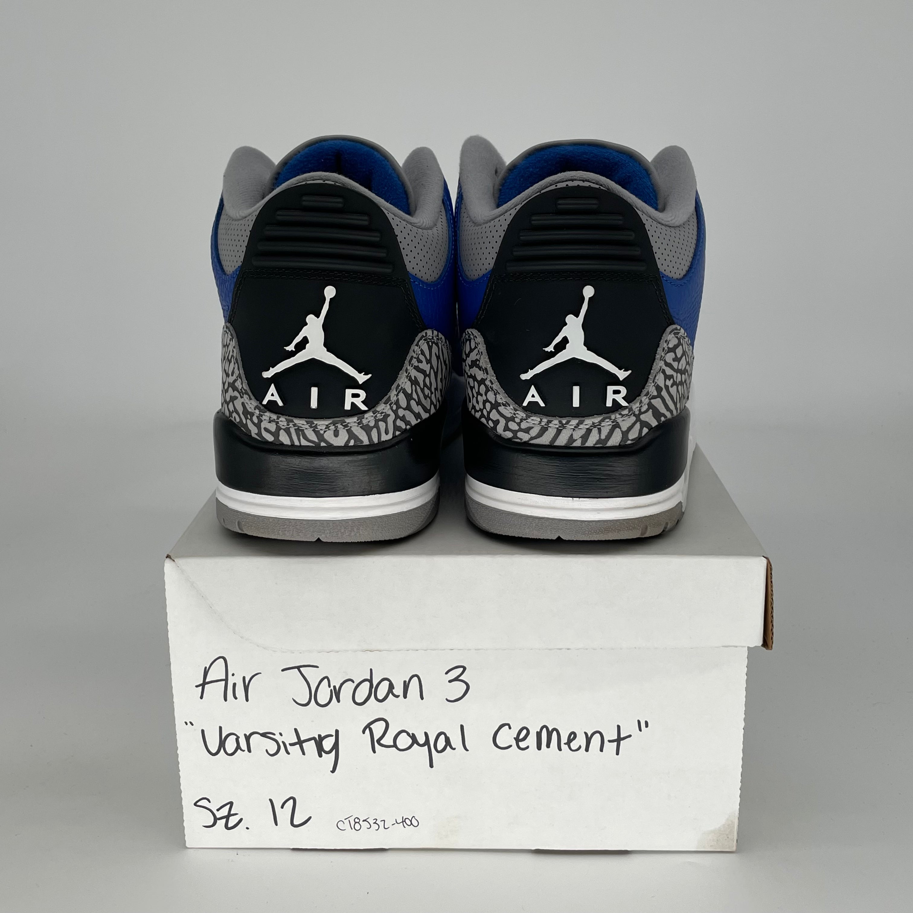 AIR JORDAN 3 VARSITY ROYAL CEMENT SIZE 12 CT8532-400