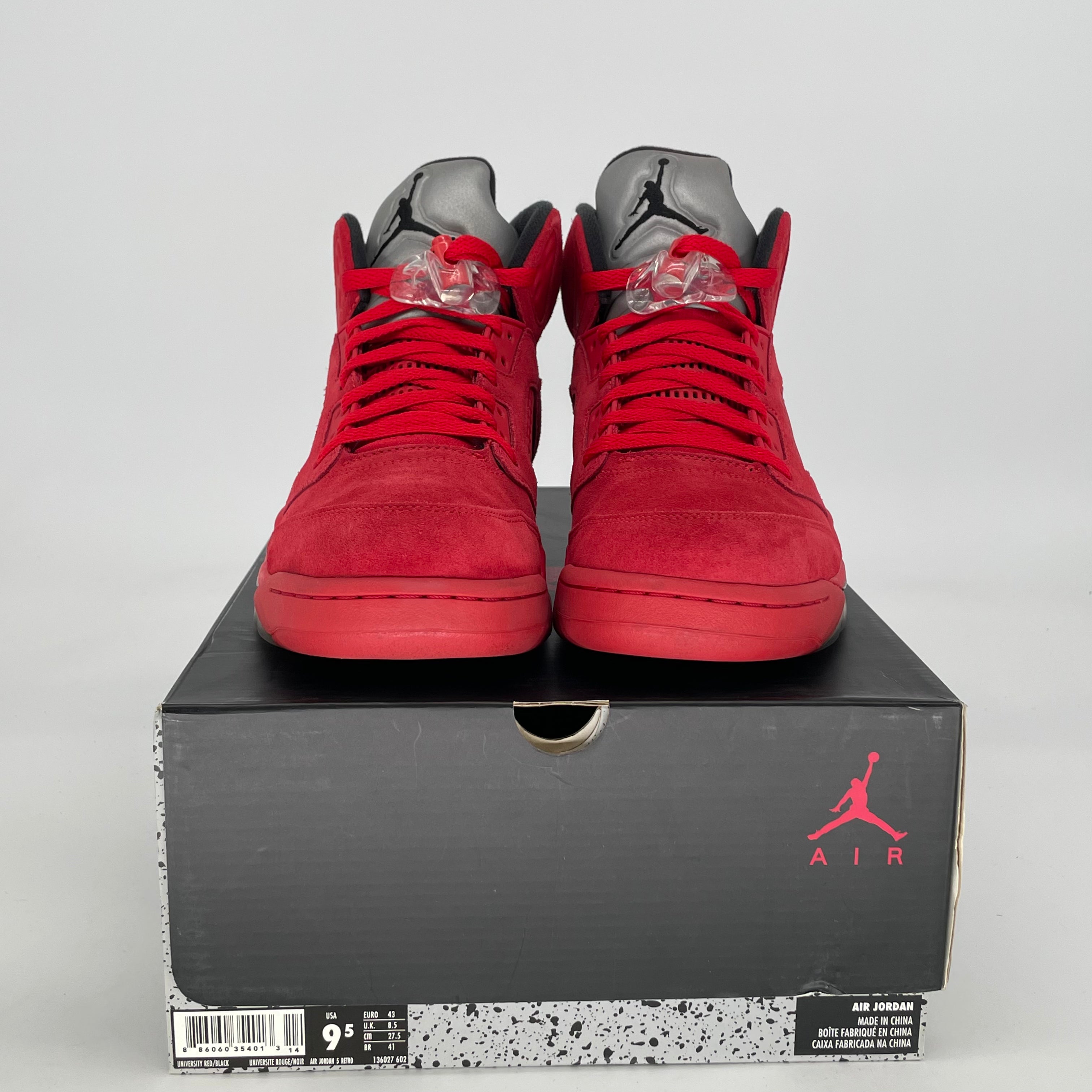AIR JORDAN 5 RED SUEDE 136027-602 SIZE 9.5/11W