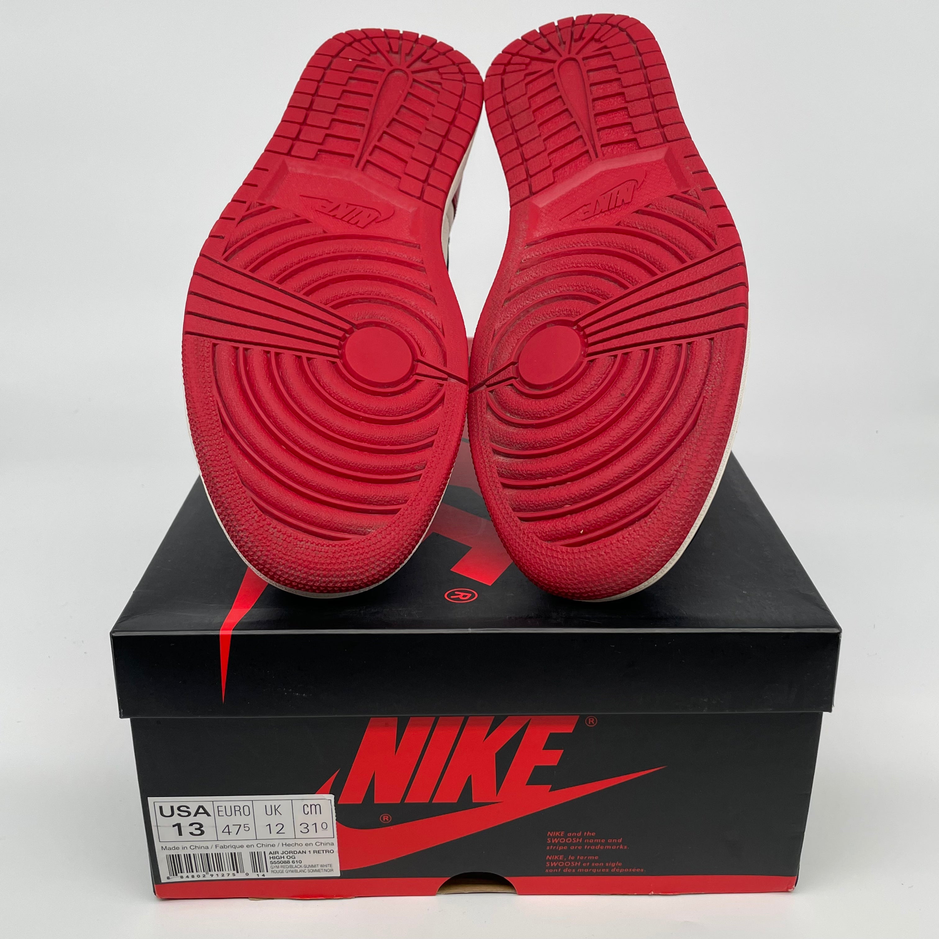 AIR JORDAN 1 BRED TOE 555088-610 SIZE 13/14.5W
