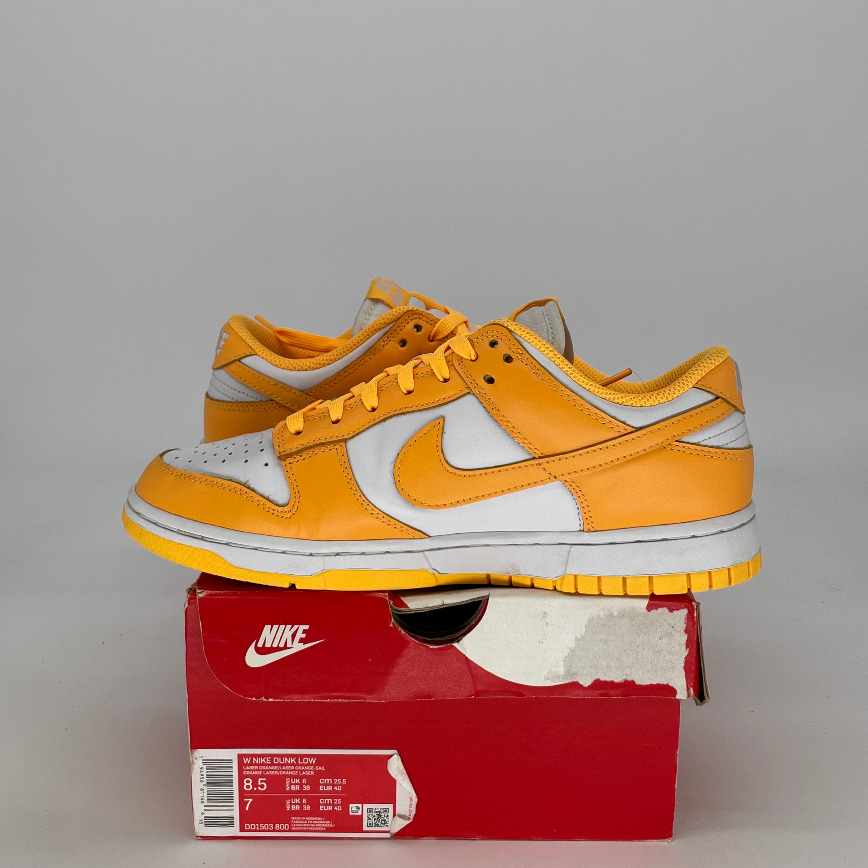 NIKE DUNK LOW LASER ORANGE W DD1503-800 SIZE 7/8.5W
