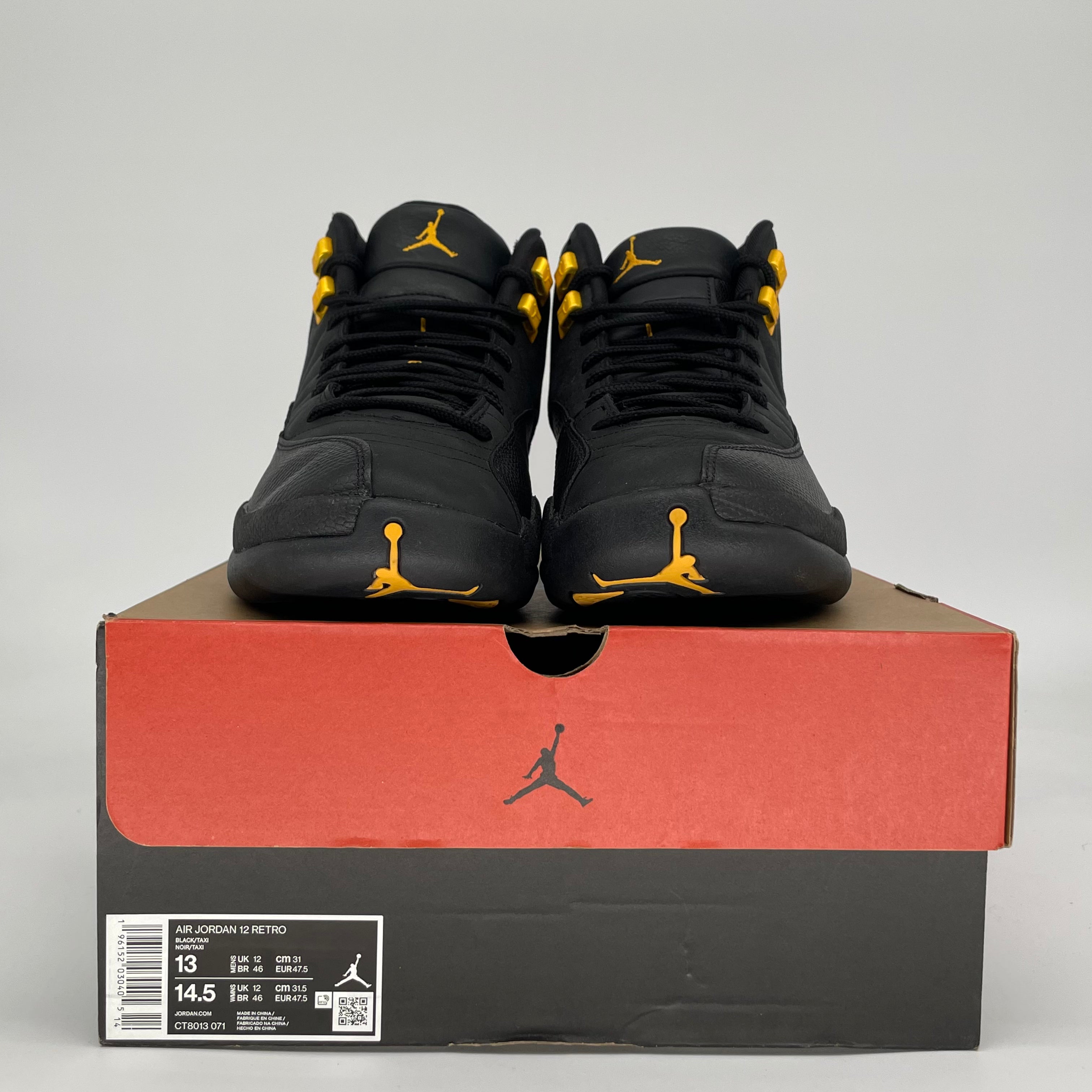AIR JORDAN 12 BLACK TAXI CT8013-071 SIZE 13/14.5W