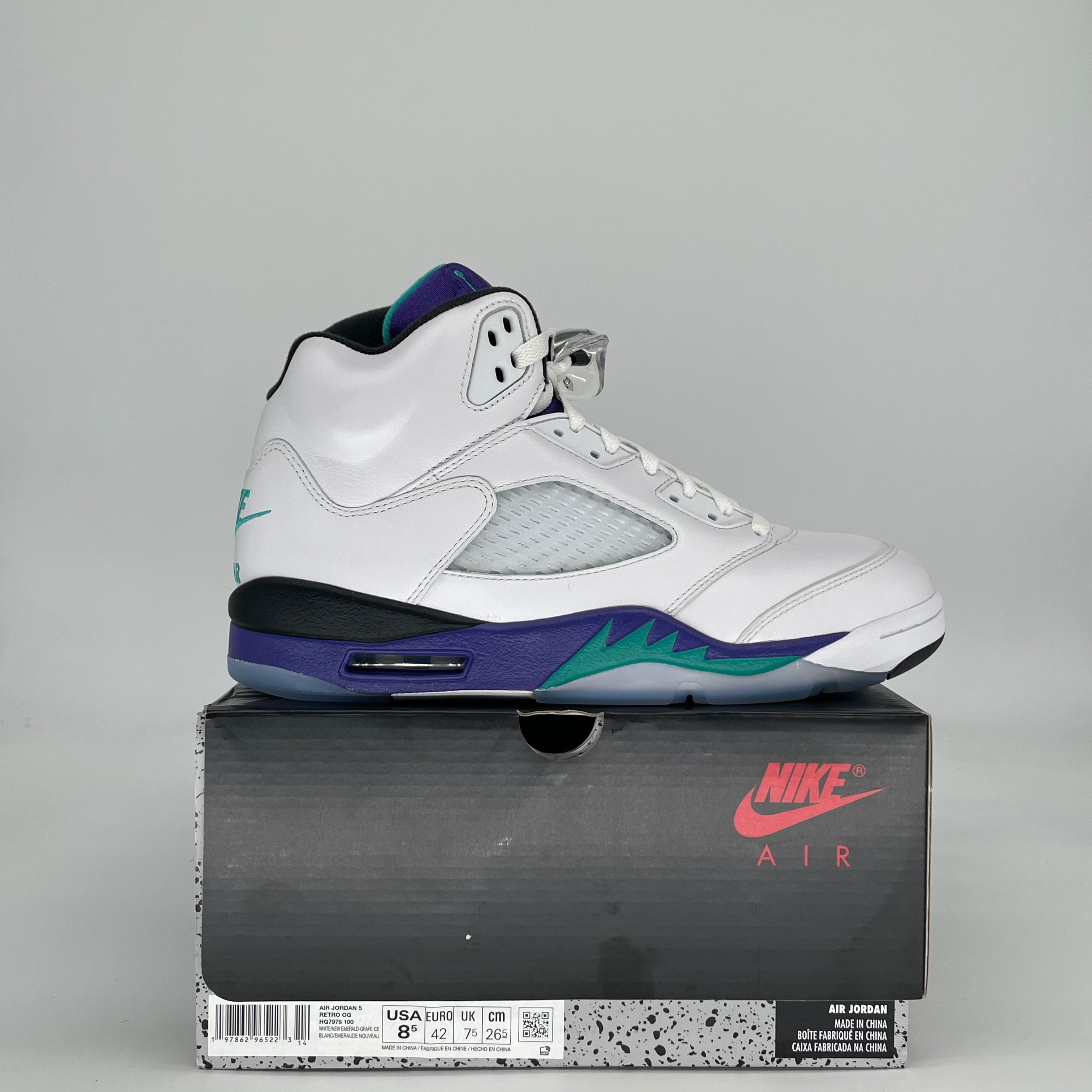 AIR JORDAN 5 GRAPE HQ7978-100 SIZE 8.5/10W