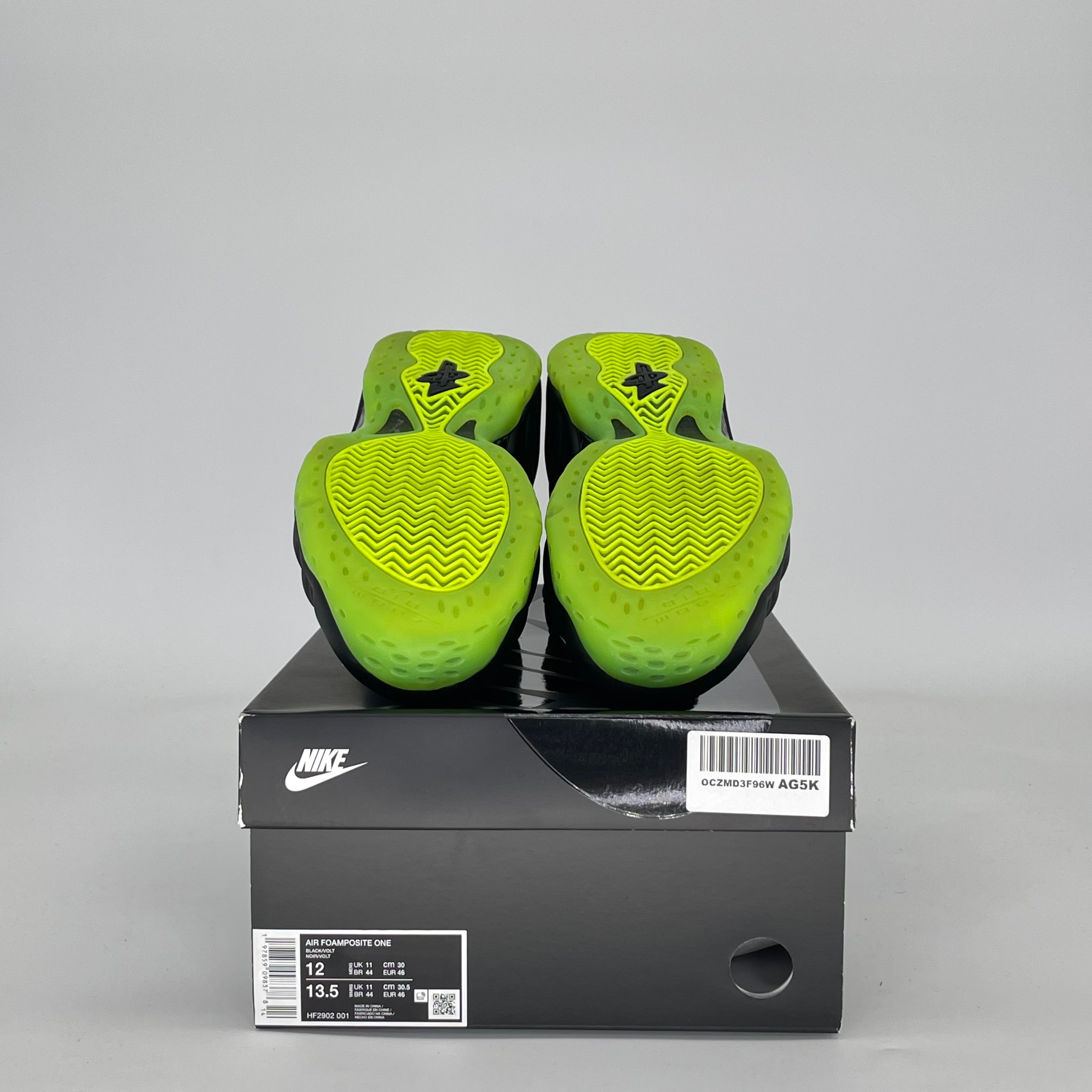 NIKE AIR FOAMPOSITE ONE BLACK VOLT HF2902-001 SIZE 12/13.5W