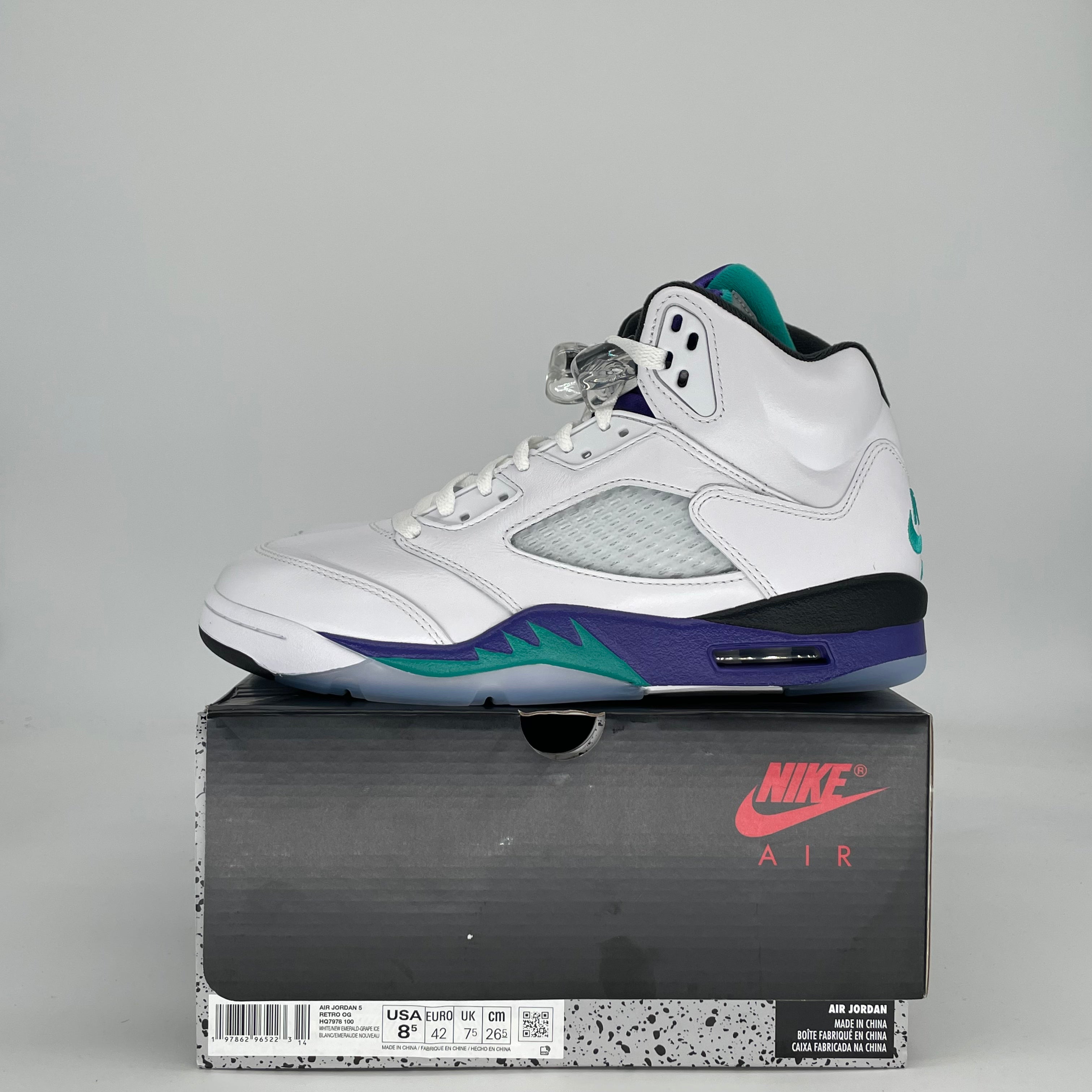 AIR JORDAN 5 GRAPE HQ7978-100 SIZE 8.5/10W