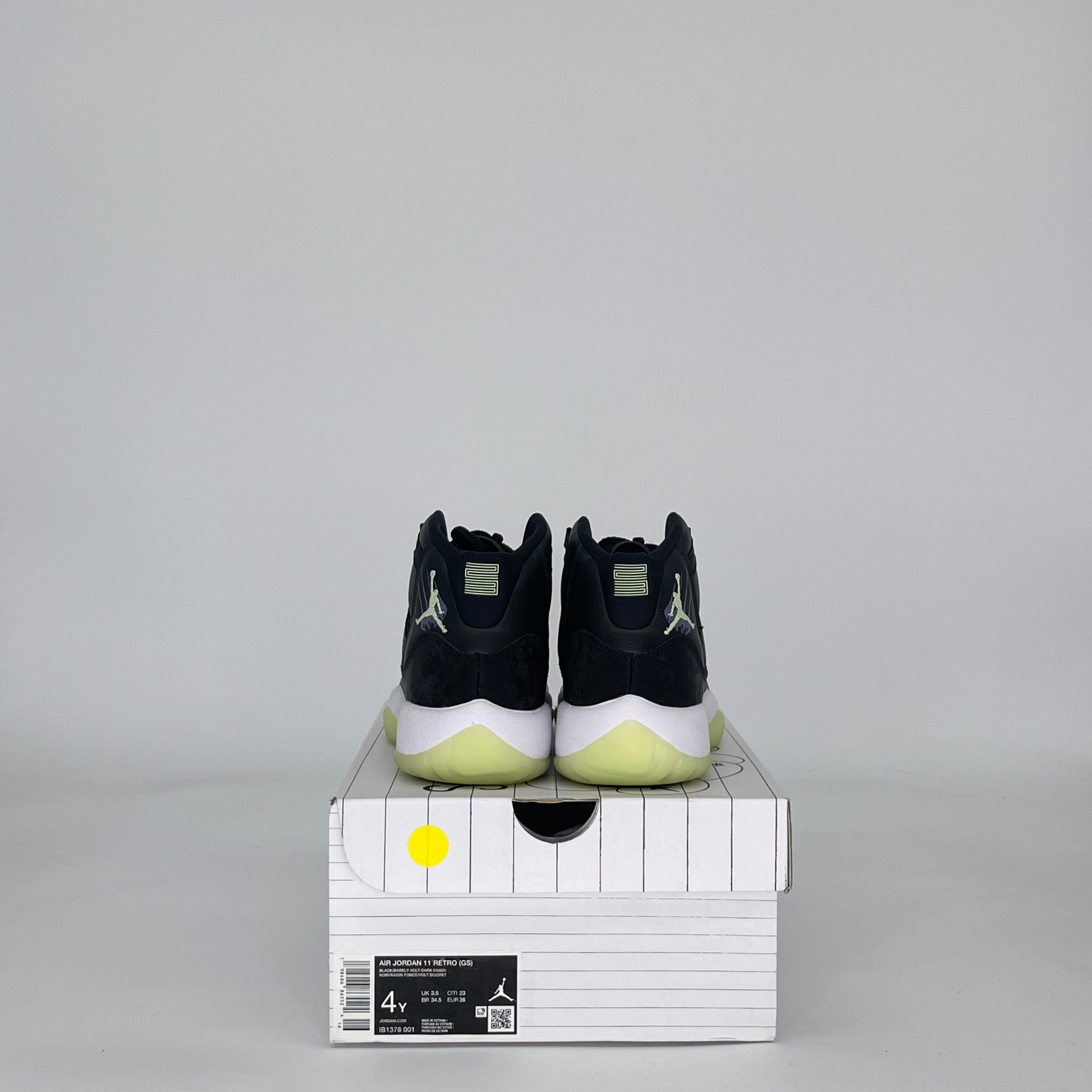 AIR JORDAN 11 BLACK BARELY VOLT IB1378-001 SIZE 4/5.5W GS