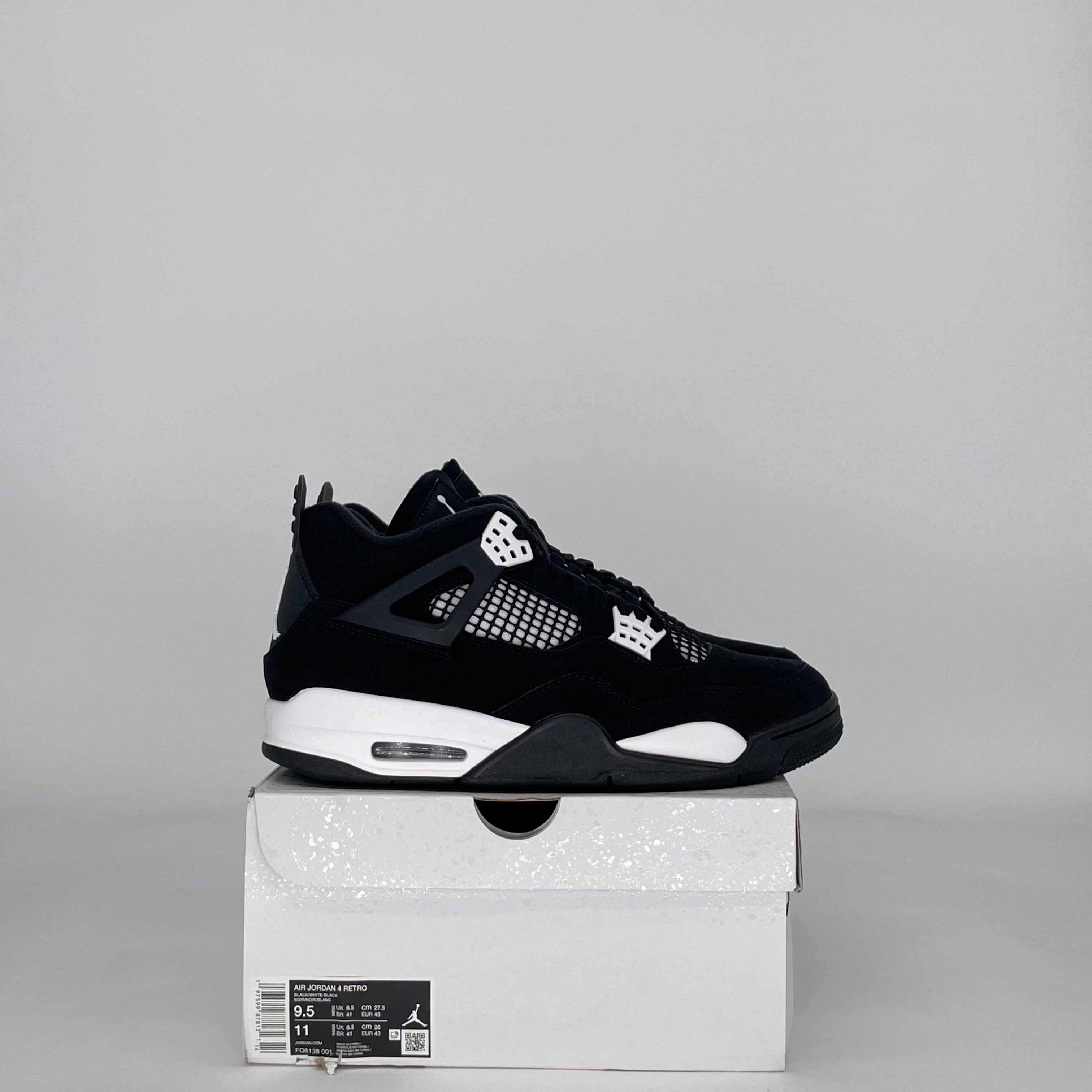 AIR JORDAN 4 WHITE THUNDER FQ8138-001 SIZE 9.5/11W