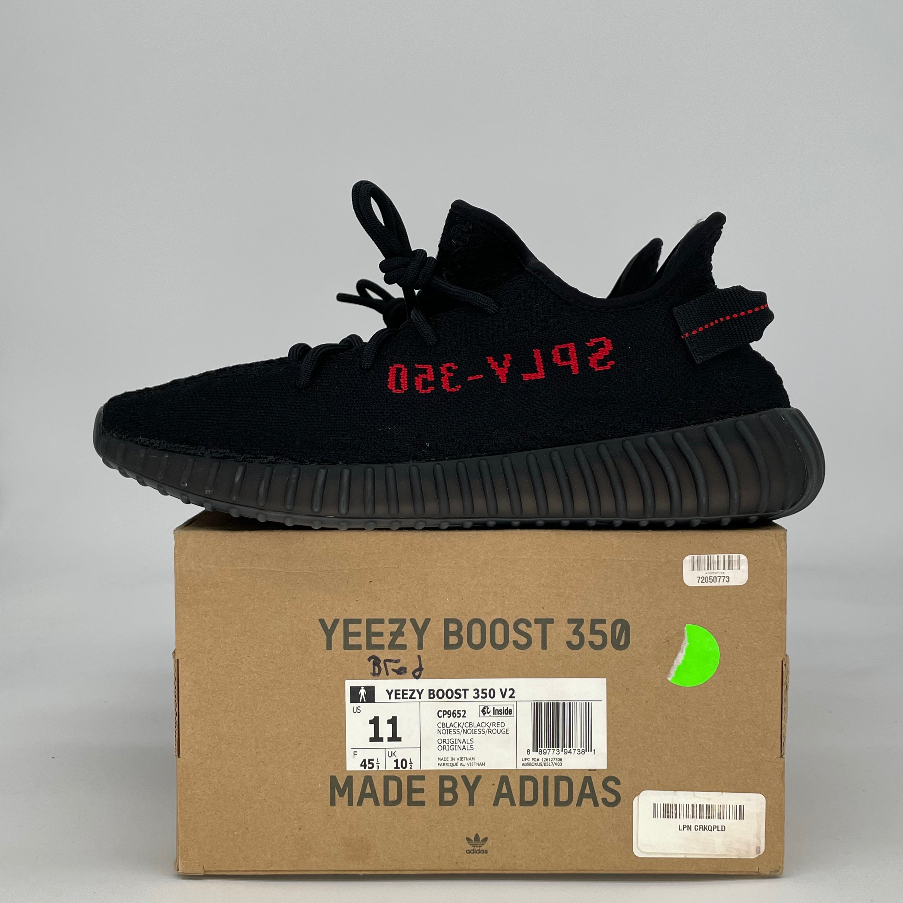 ADIDAS YEEZY BOOST 350 V2 BLACK RED CP9652 SIZE 11/12.5W