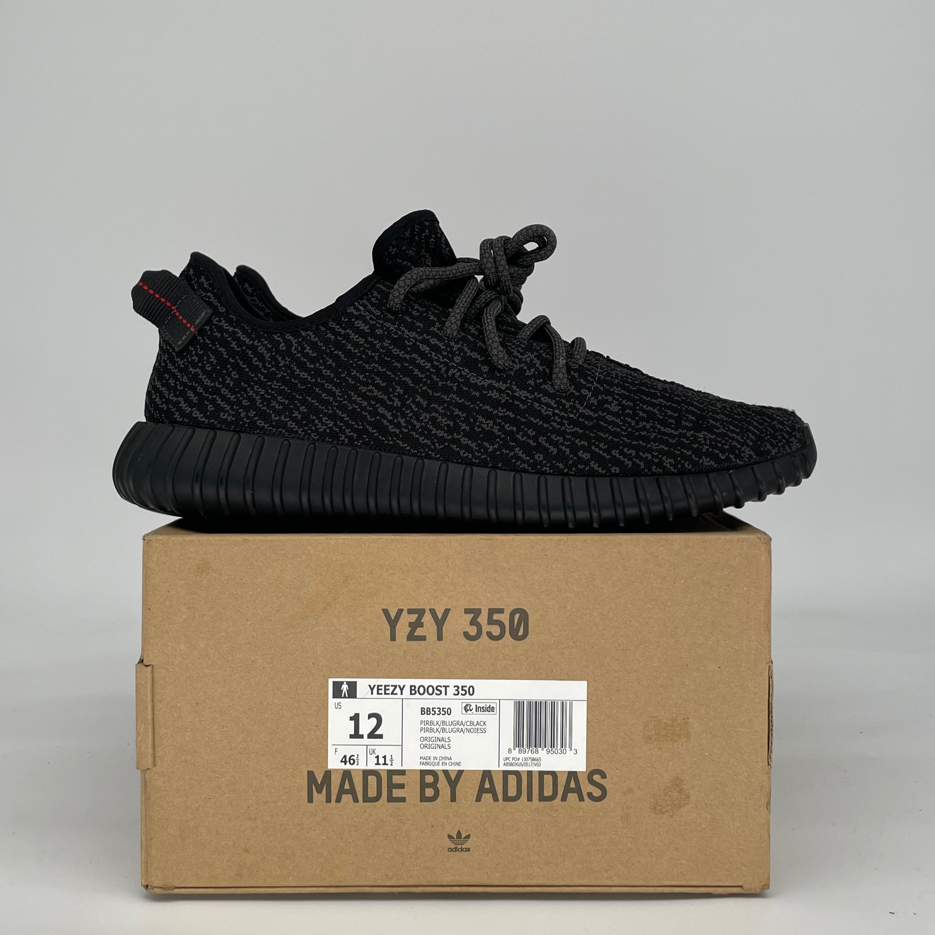 ADIDAS YEEZY 350 PIRATE BLACK BB5350 SIZE 12/13.5W