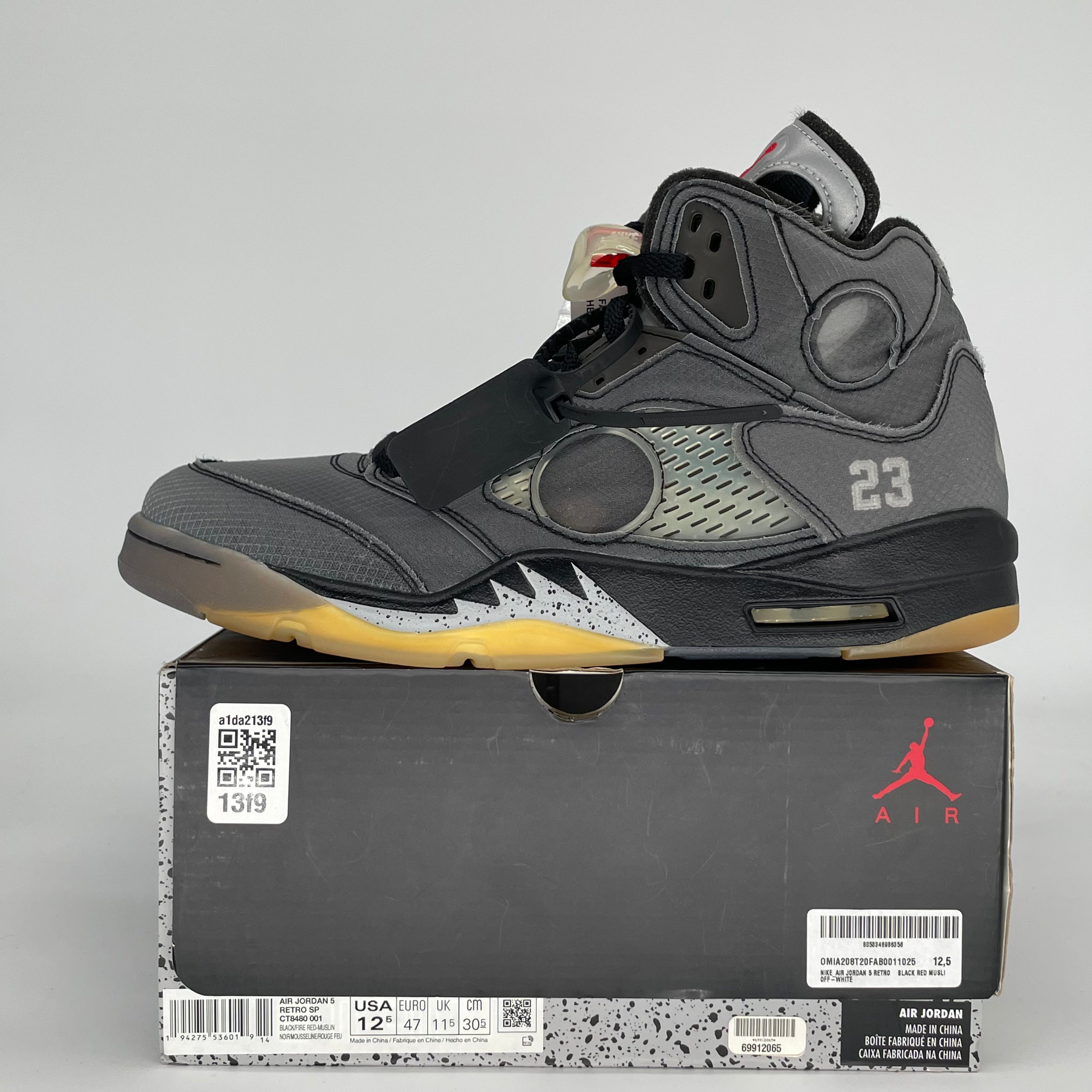 OFF-WHITE X AIR JORDAN 5 MUSLIN CT8480-001 SIZE 12.5/14W