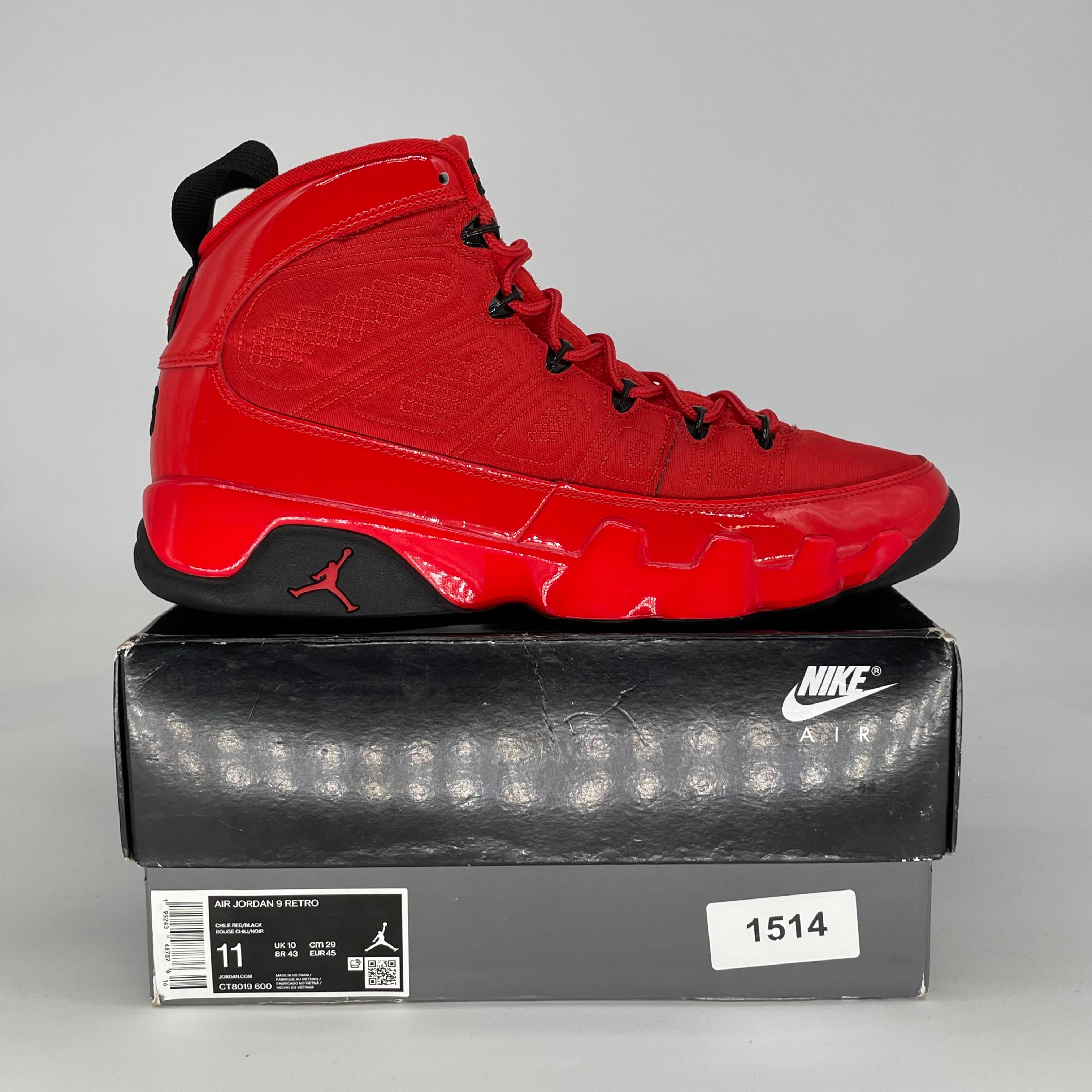 AIR JORDAN 9 CHILE RED CT8019-600 SIZE 11/12.5W